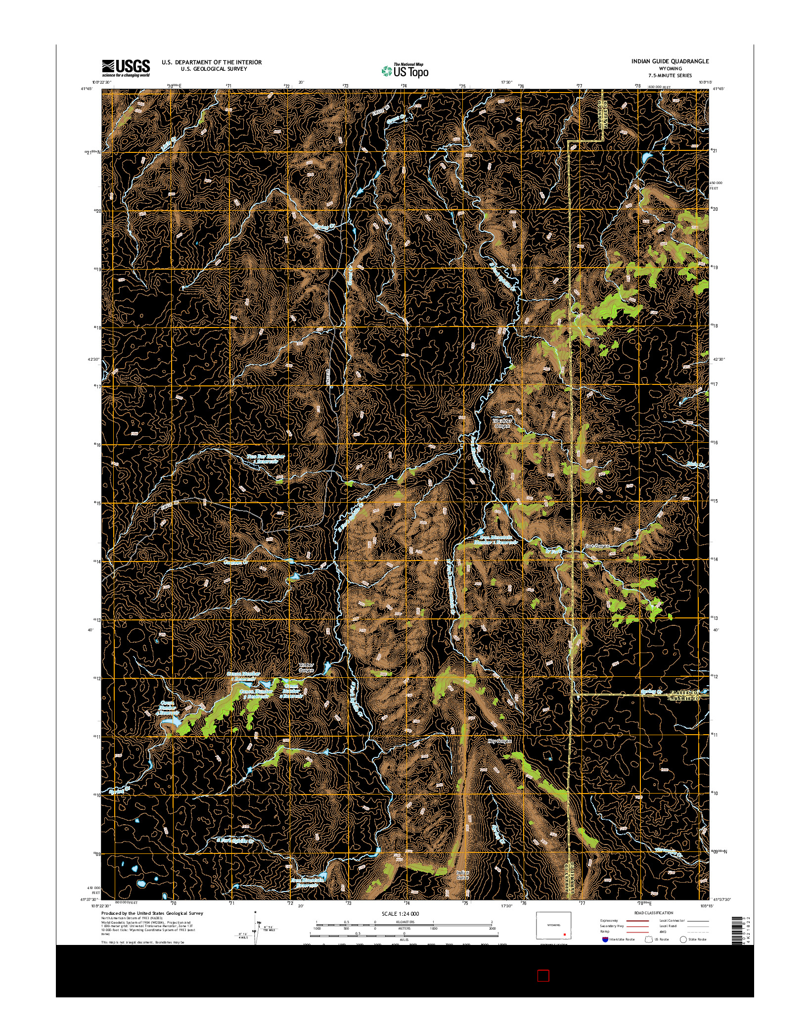 USGS US TOPO 7.5-MINUTE MAP FOR INDIAN GUIDE, WY 2015