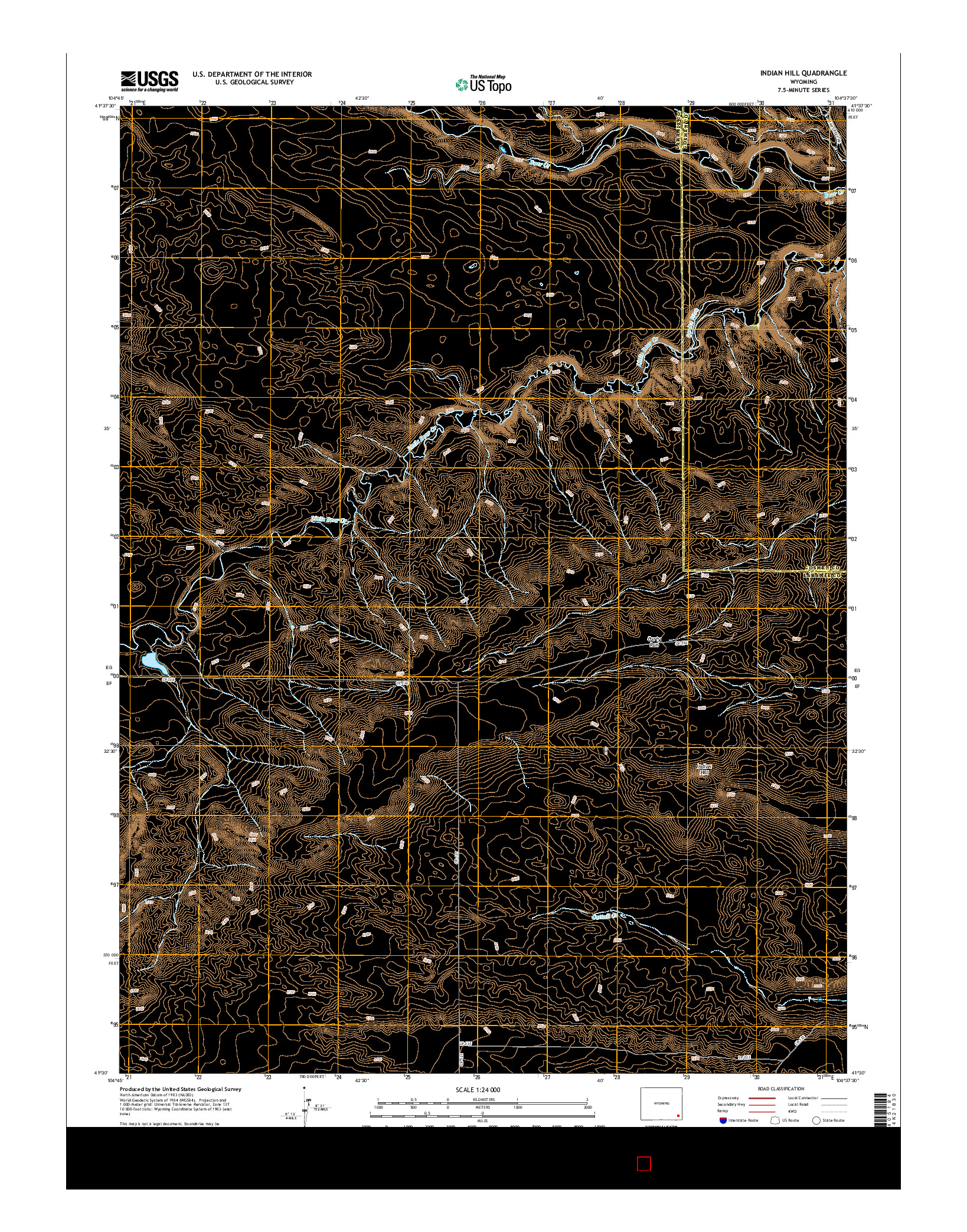 USGS US TOPO 7.5-MINUTE MAP FOR INDIAN HILL, WY 2015