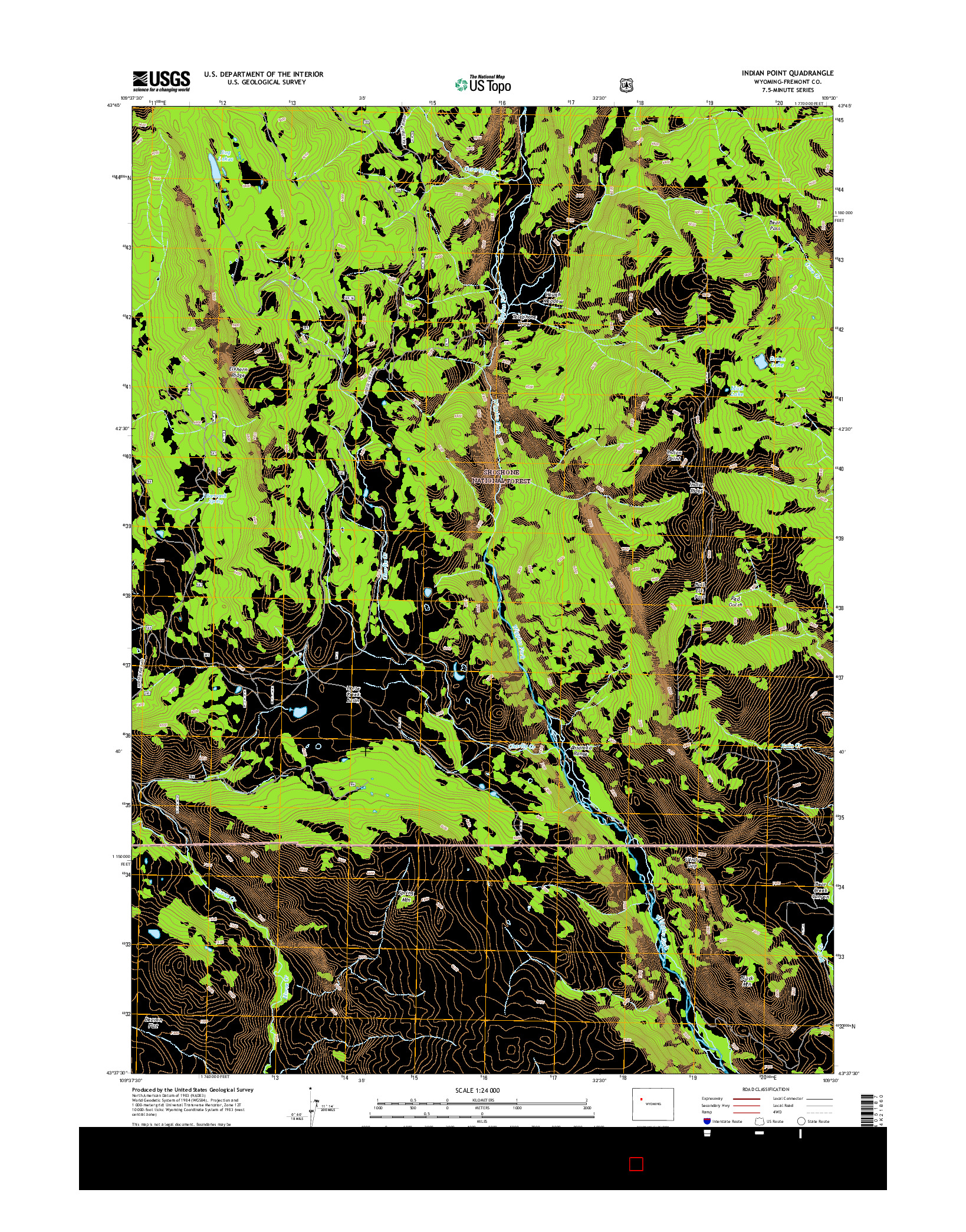 USGS US TOPO 7.5-MINUTE MAP FOR INDIAN POINT, WY 2015