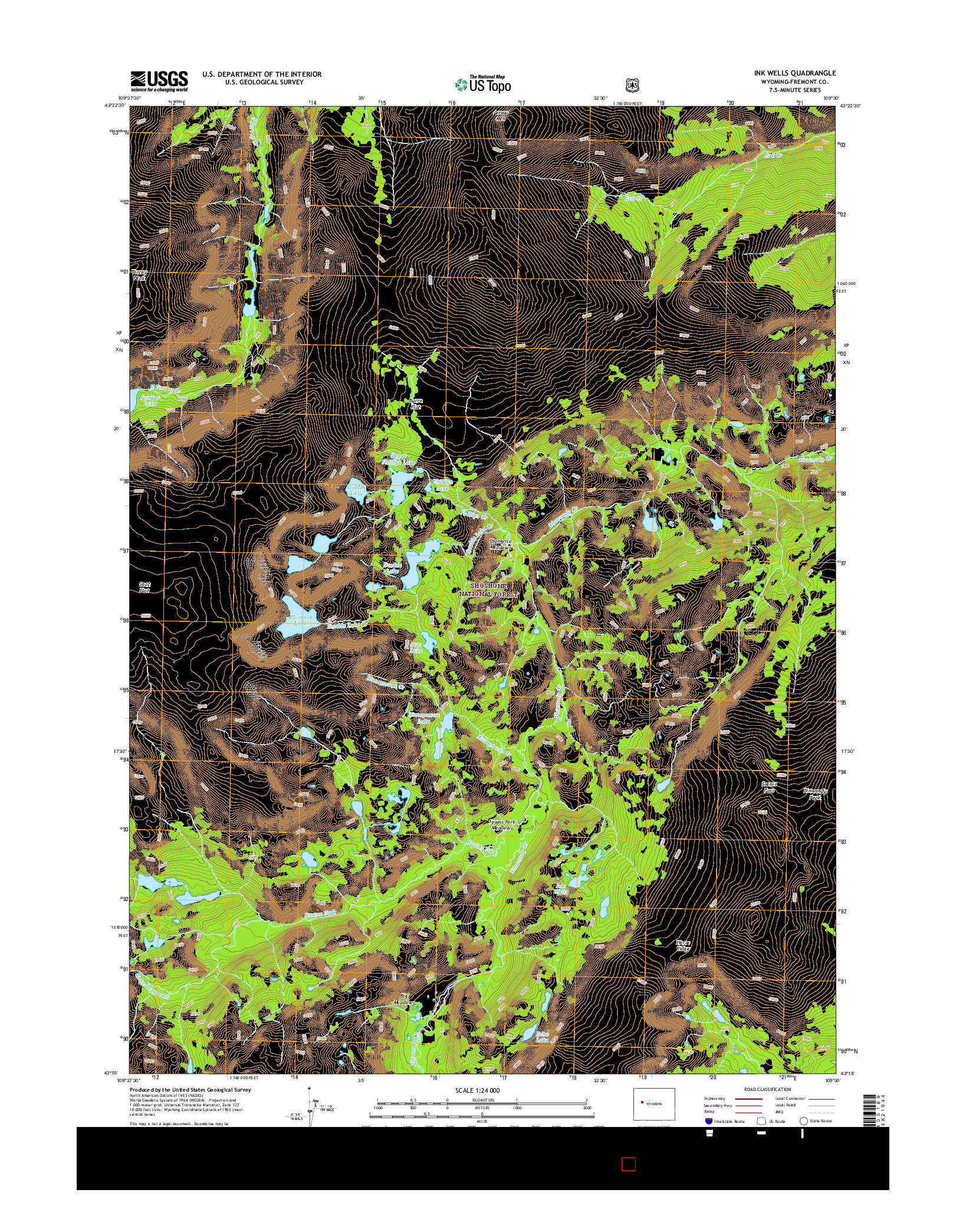 USGS US TOPO 7.5-MINUTE MAP FOR INK WELLS, WY 2015