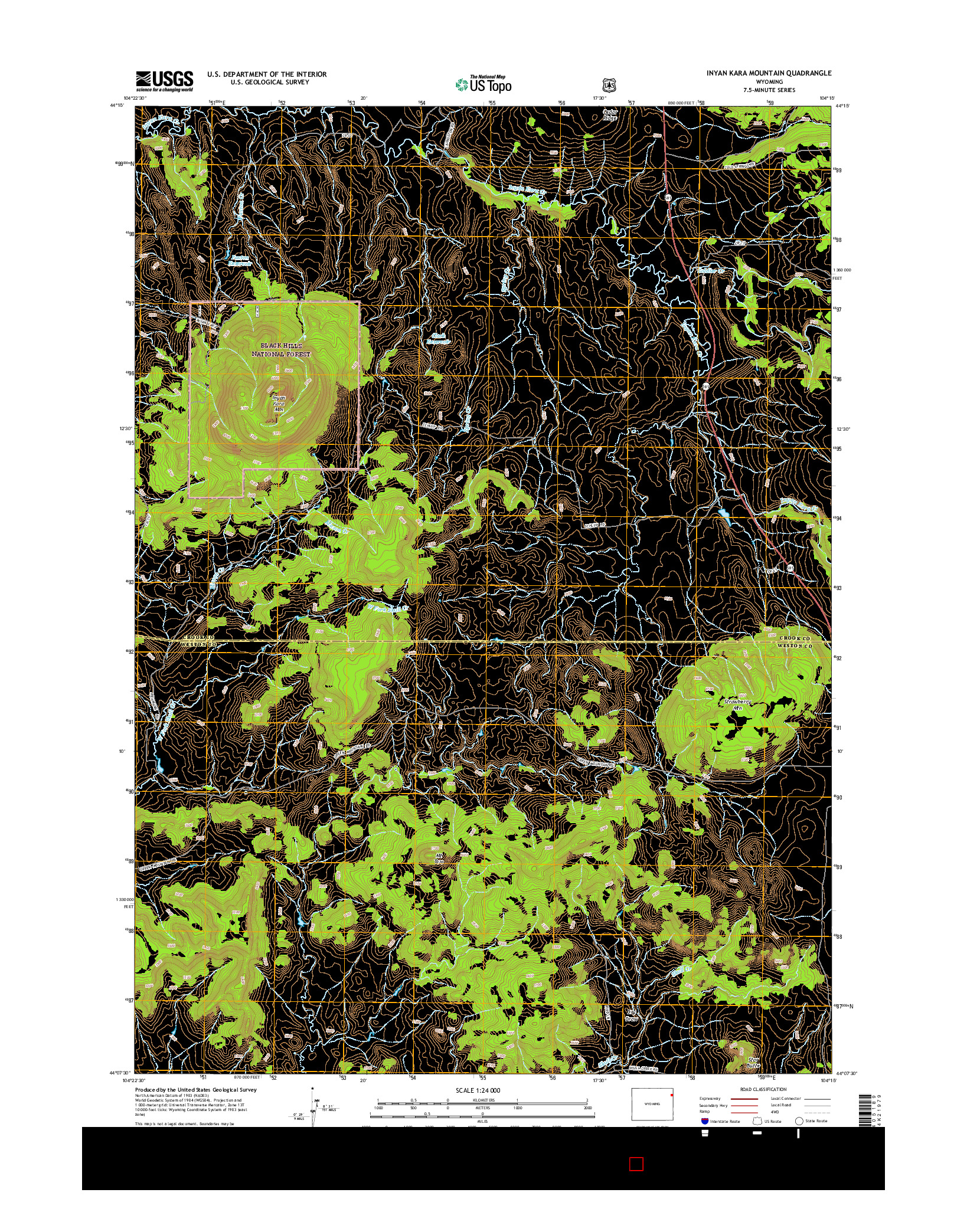 USGS US TOPO 7.5-MINUTE MAP FOR INYAN KARA MOUNTAIN, WY 2015