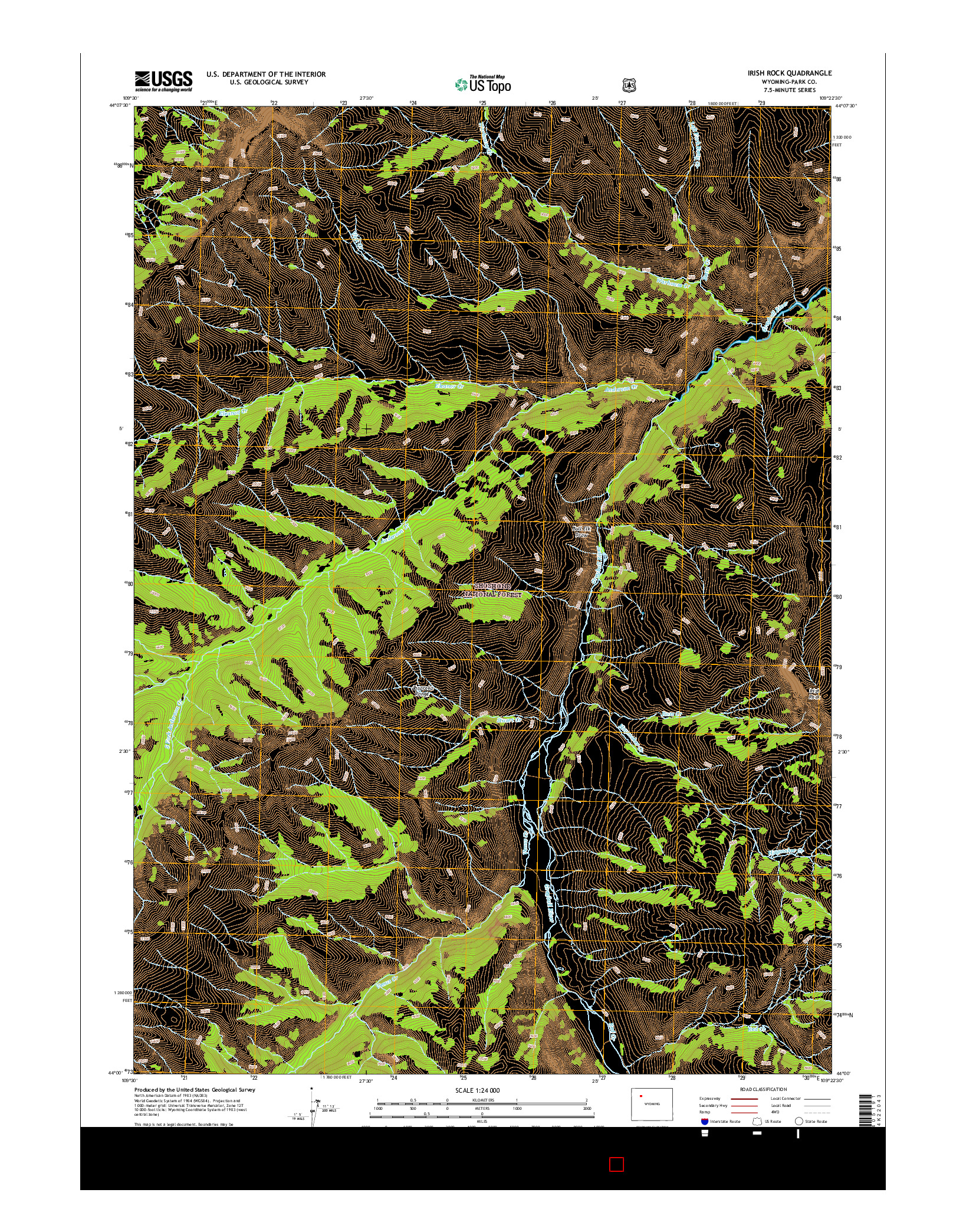 USGS US TOPO 7.5-MINUTE MAP FOR IRISH ROCK, WY 2015