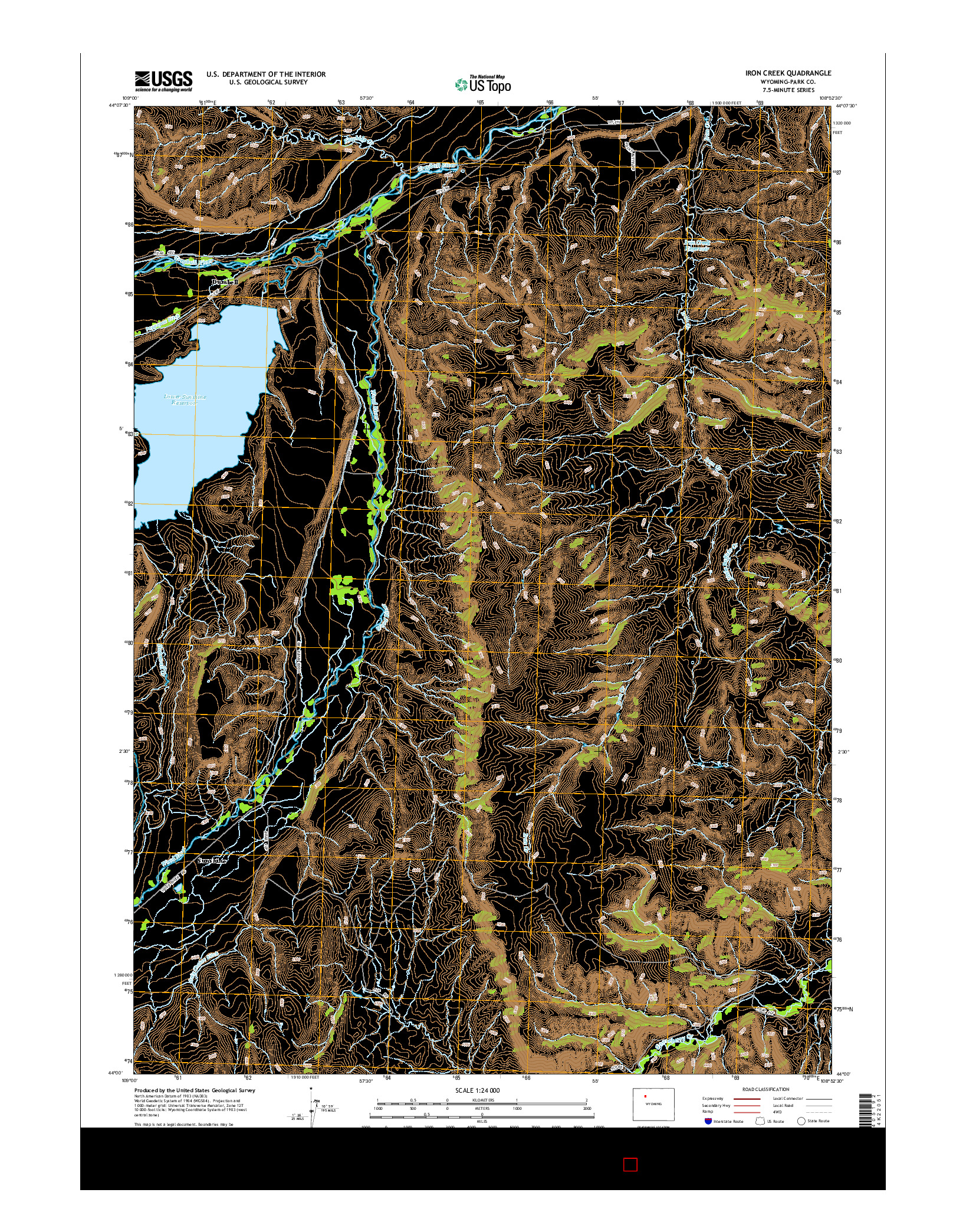 USGS US TOPO 7.5-MINUTE MAP FOR IRON CREEK, WY 2015