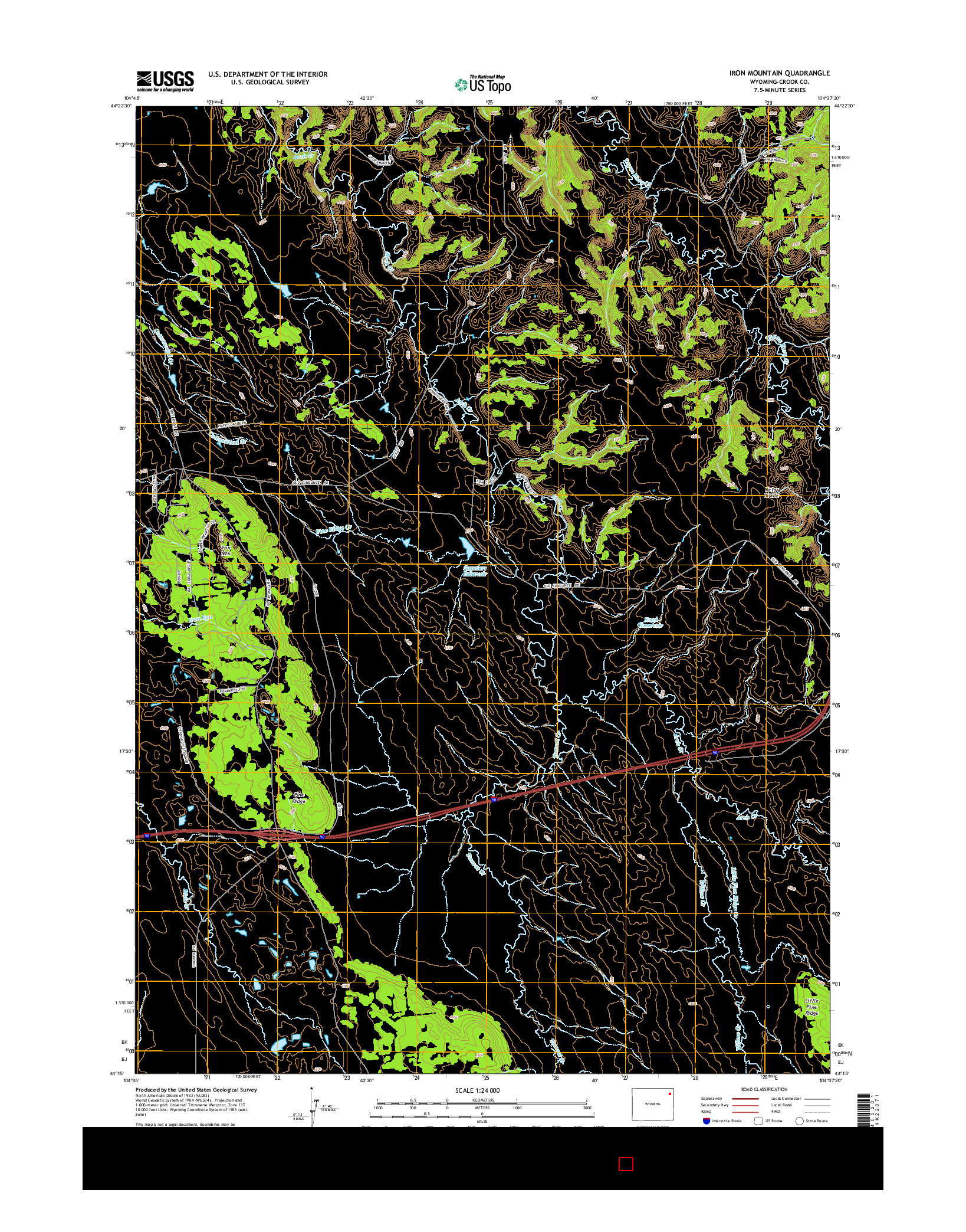 USGS US TOPO 7.5-MINUTE MAP FOR IRON MOUNTAIN, WY 2015