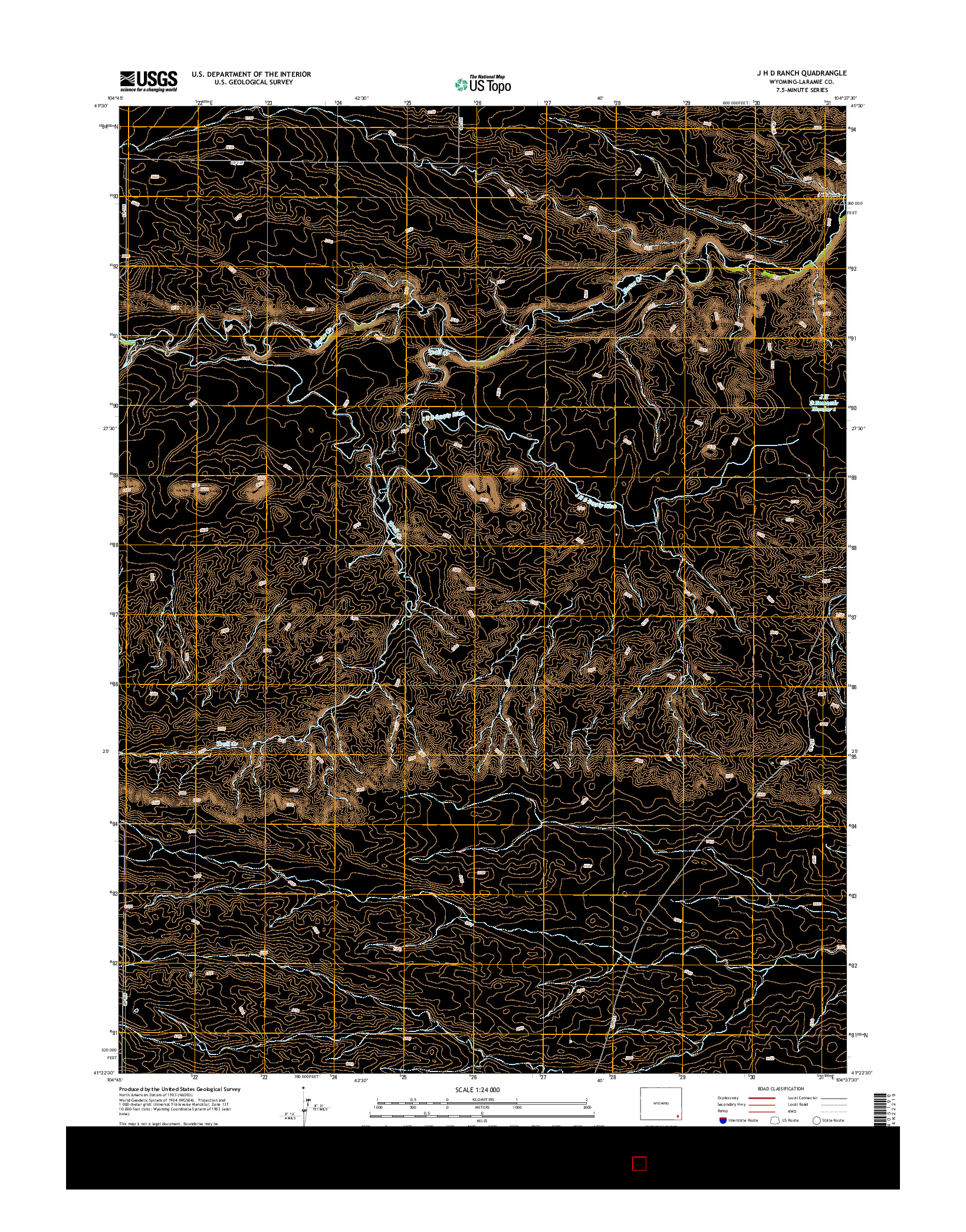 USGS US TOPO 7.5-MINUTE MAP FOR J H D RANCH, WY 2015