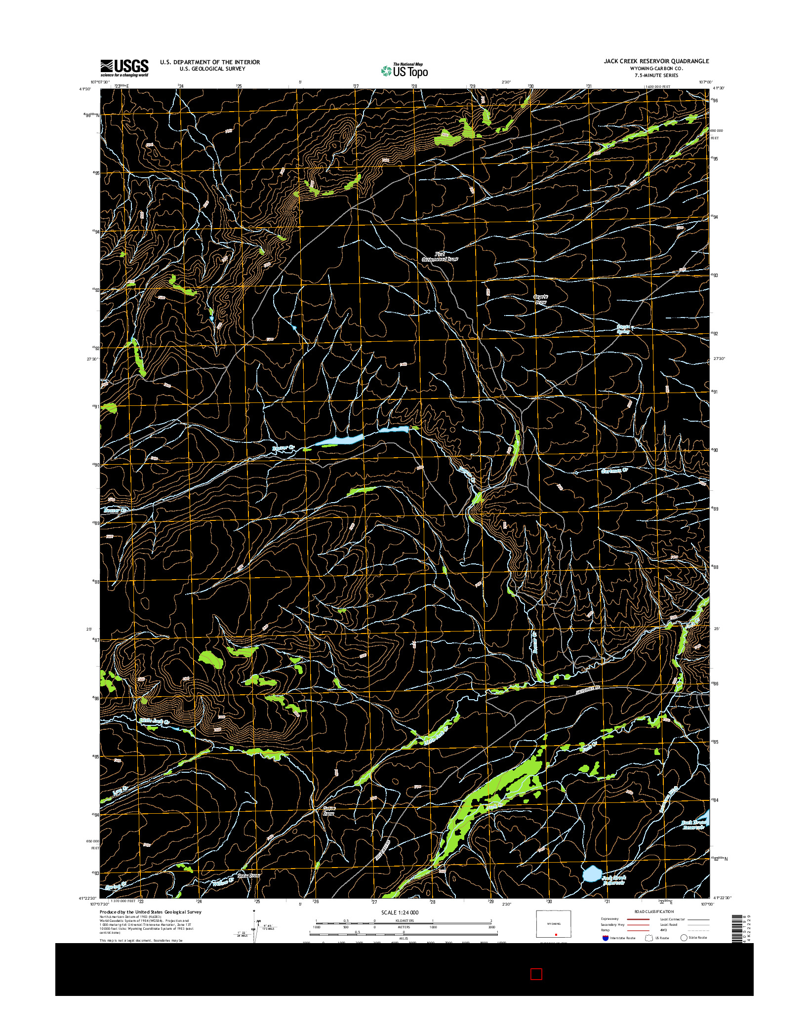 USGS US TOPO 7.5-MINUTE MAP FOR JACK CREEK RESERVOIR, WY 2015