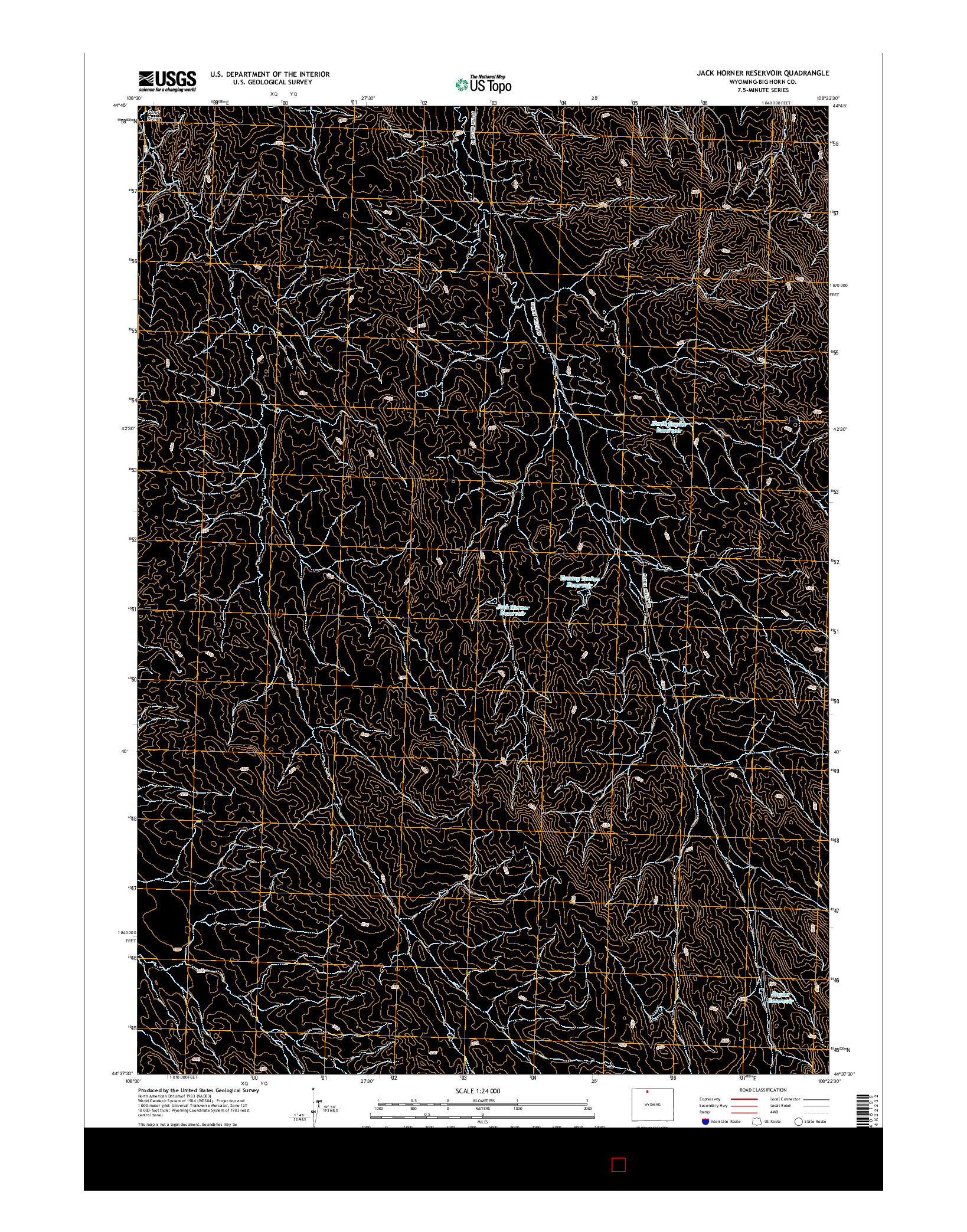 USGS US TOPO 7.5-MINUTE MAP FOR JACK HORNER RESERVOIR, WY 2015