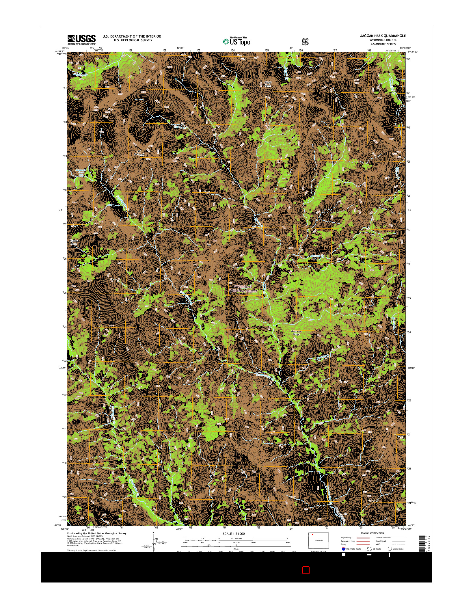 USGS US TOPO 7.5-MINUTE MAP FOR JAGGAR PEAK, WY 2015