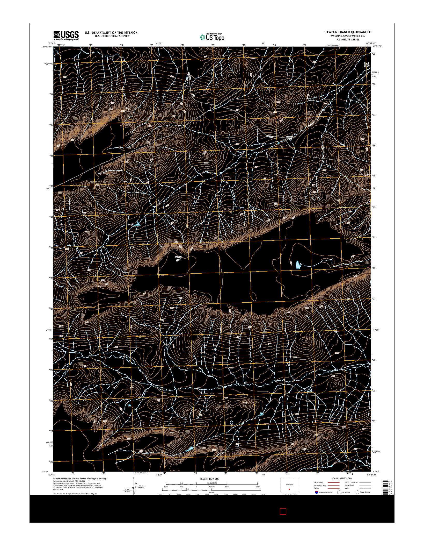 USGS US TOPO 7.5-MINUTE MAP FOR JAWBONE RANCH, WY 2015