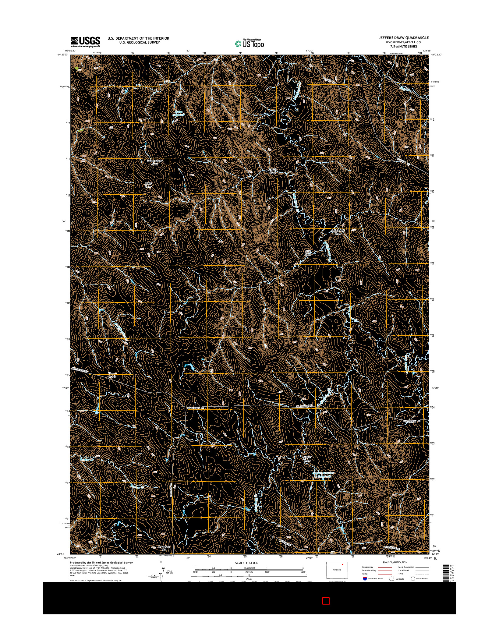 USGS US TOPO 7.5-MINUTE MAP FOR JEFFERS DRAW, WY 2015