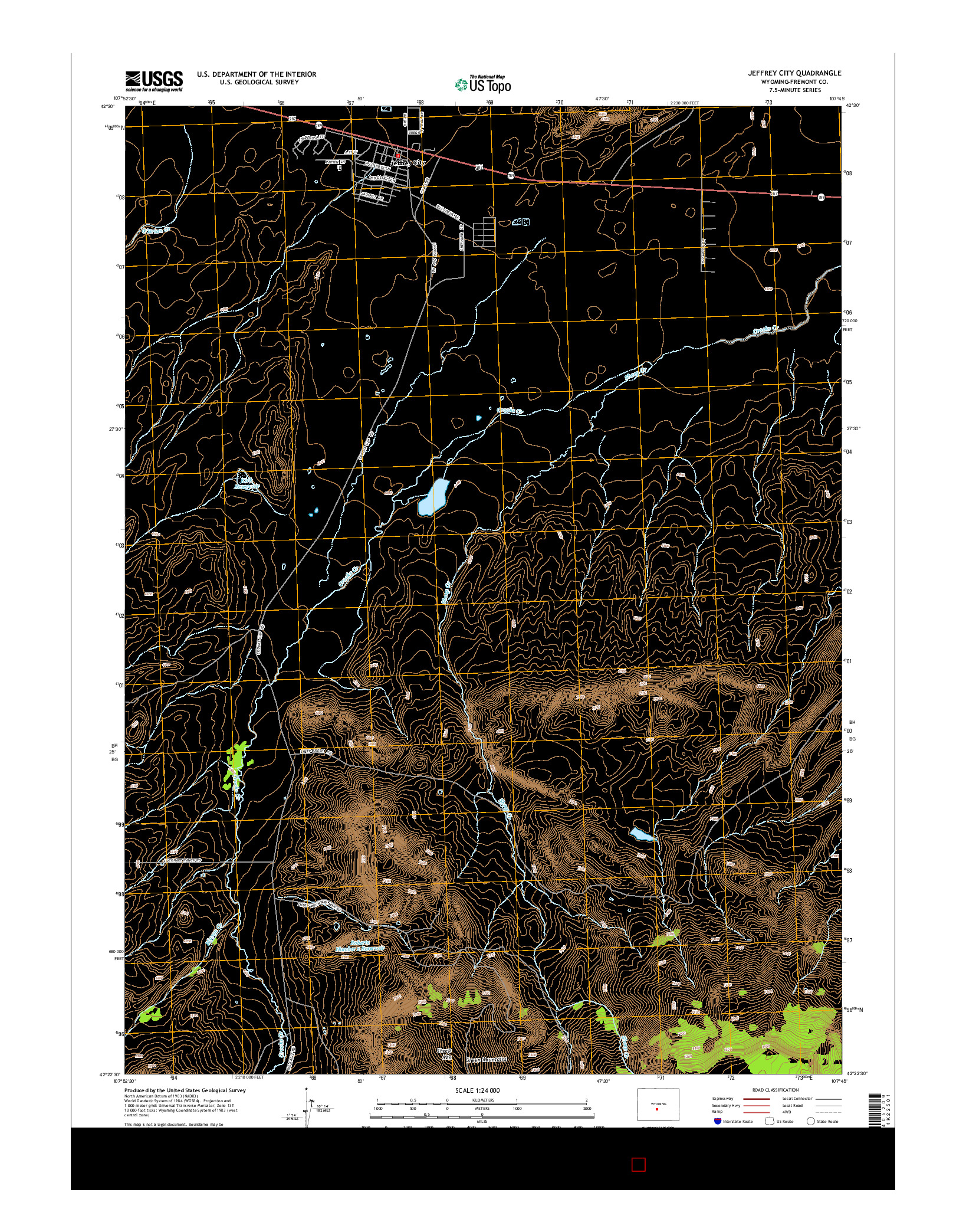 USGS US TOPO 7.5-MINUTE MAP FOR JEFFREY CITY, WY 2015