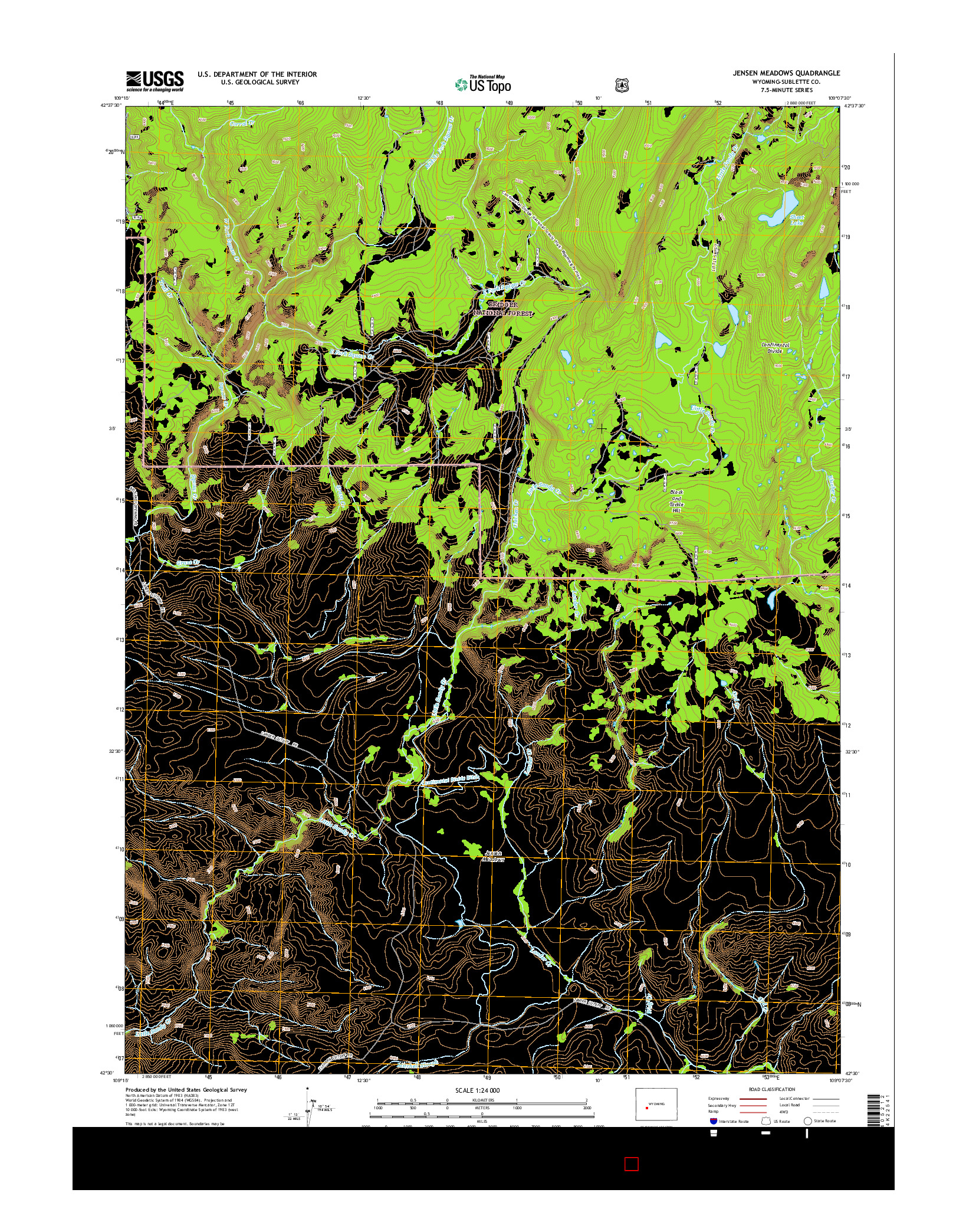 USGS US TOPO 7.5-MINUTE MAP FOR JENSEN MEADOWS, WY 2015