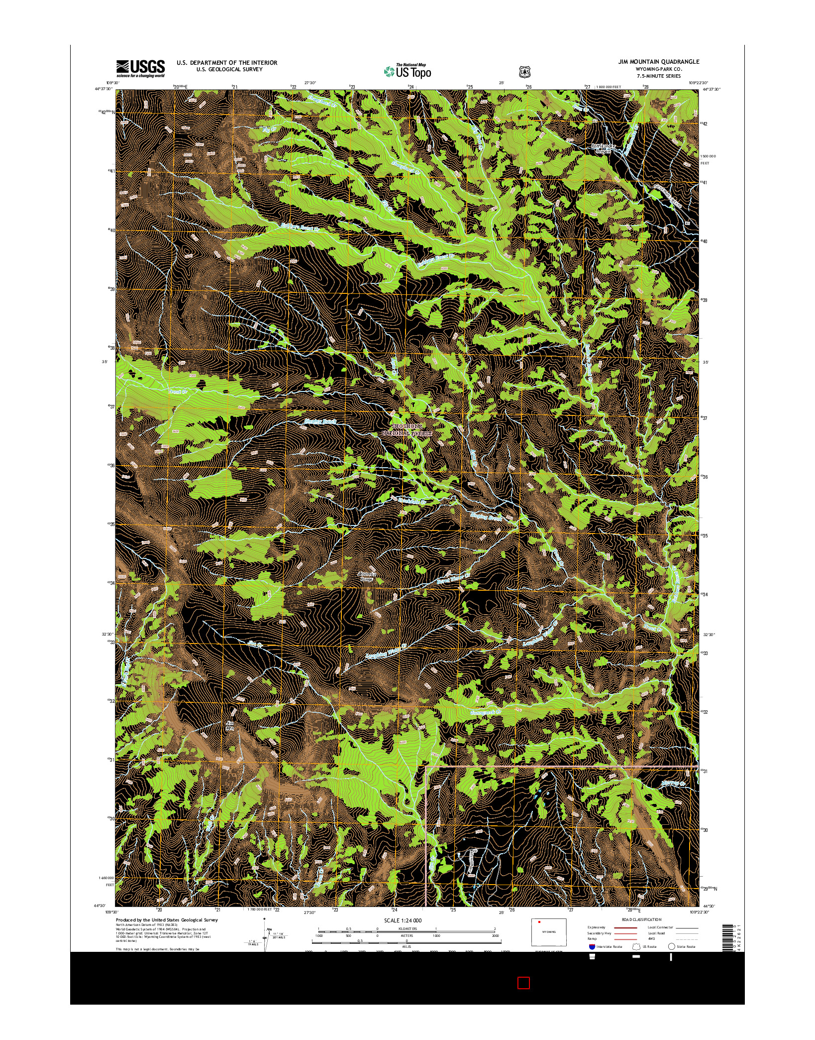 USGS US TOPO 7.5-MINUTE MAP FOR JIM MOUNTAIN, WY 2015