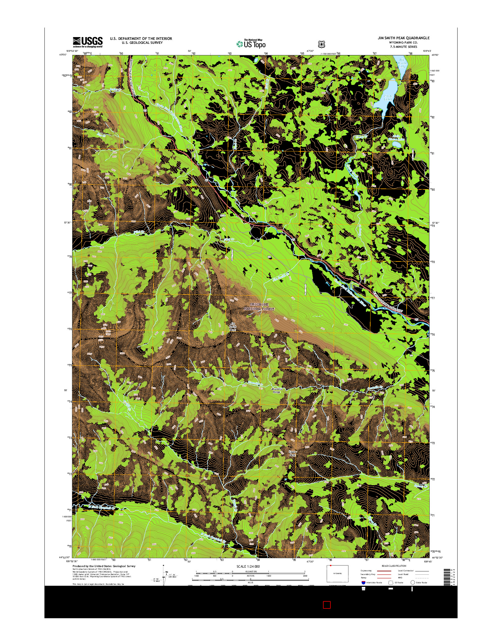 USGS US TOPO 7.5-MINUTE MAP FOR JIM SMITH PEAK, WY 2015