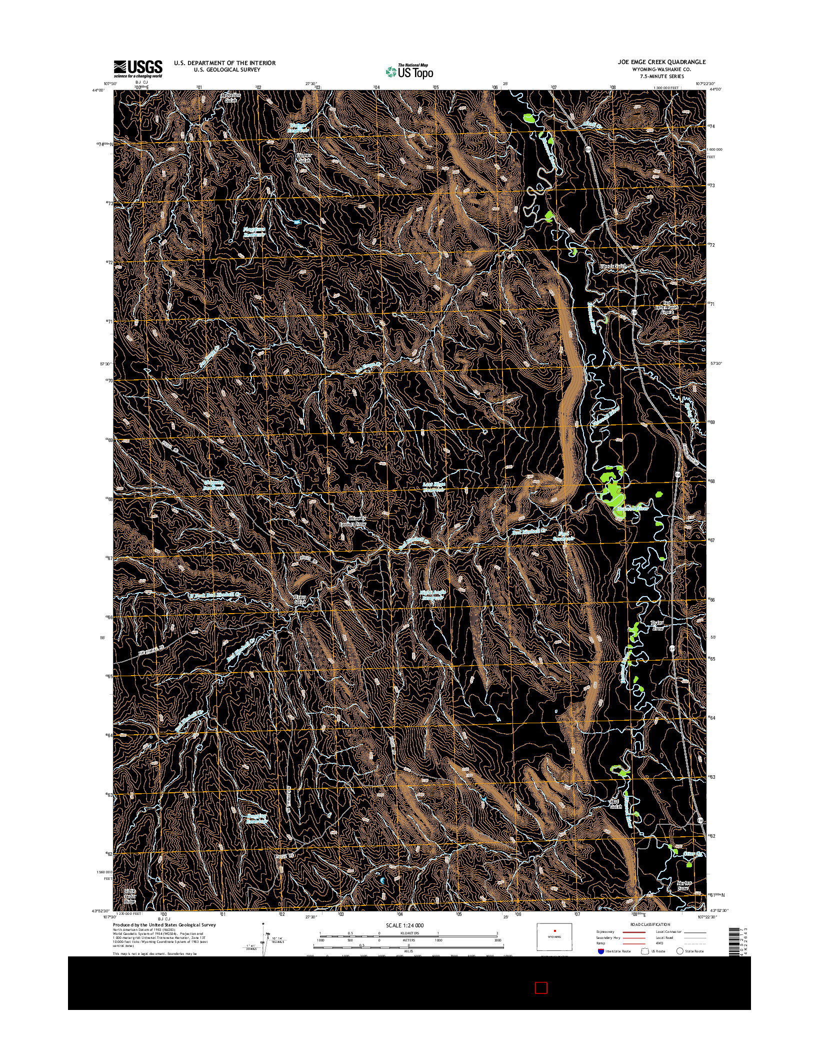 USGS US TOPO 7.5-MINUTE MAP FOR JOE EMGE CREEK, WY 2015