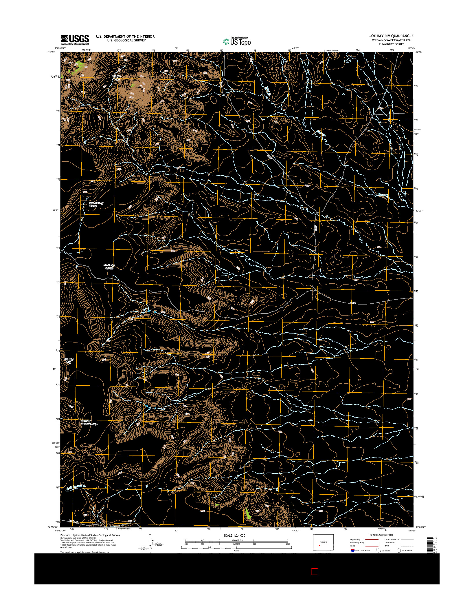 USGS US TOPO 7.5-MINUTE MAP FOR JOE HAY RIM, WY 2015