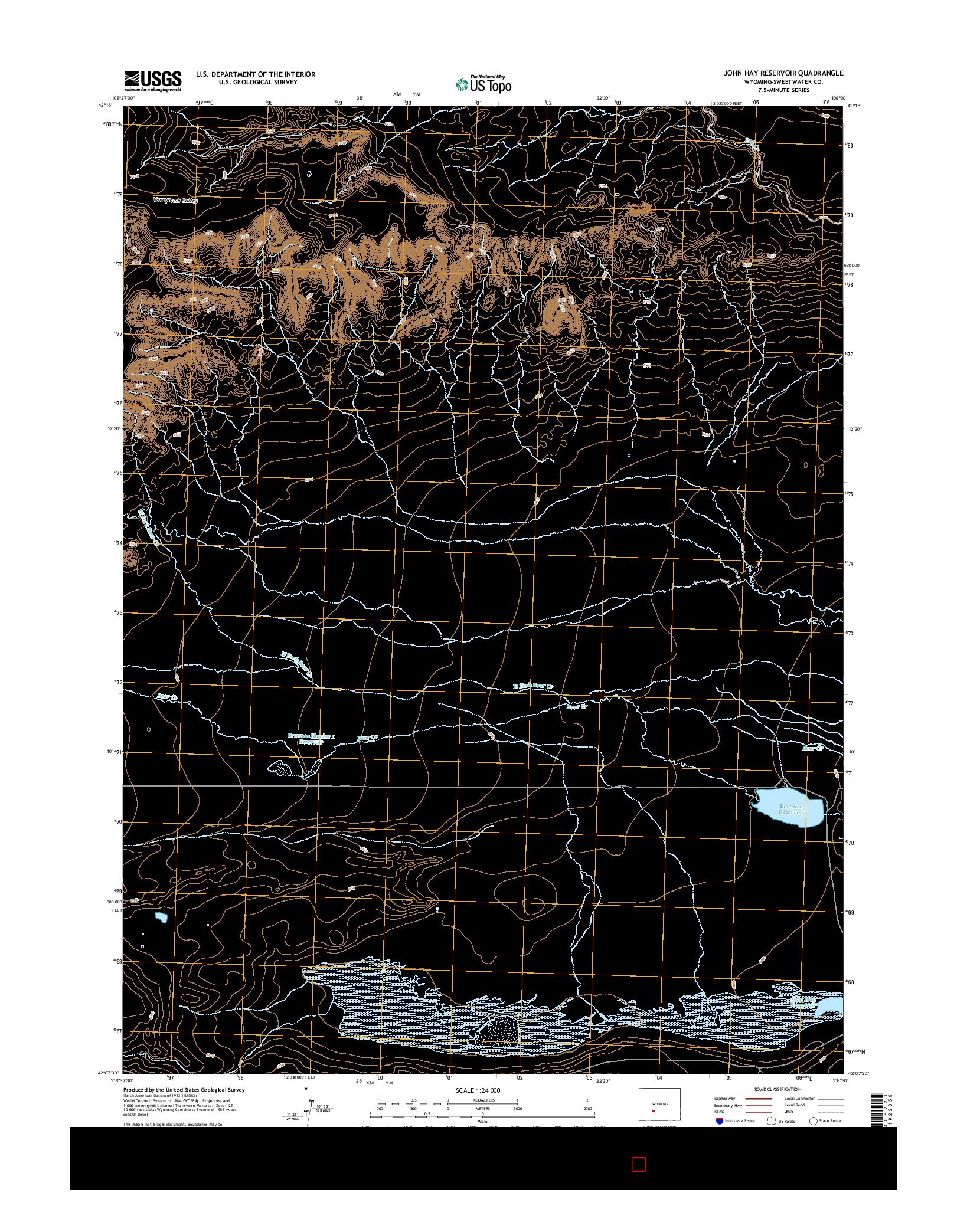 USGS US TOPO 7.5-MINUTE MAP FOR JOHN HAY RESERVOIR, WY 2015