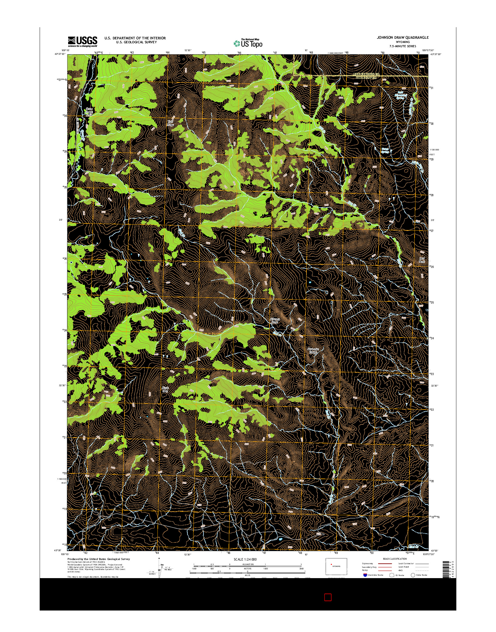 USGS US TOPO 7.5-MINUTE MAP FOR JOHNSON DRAW, WY 2015