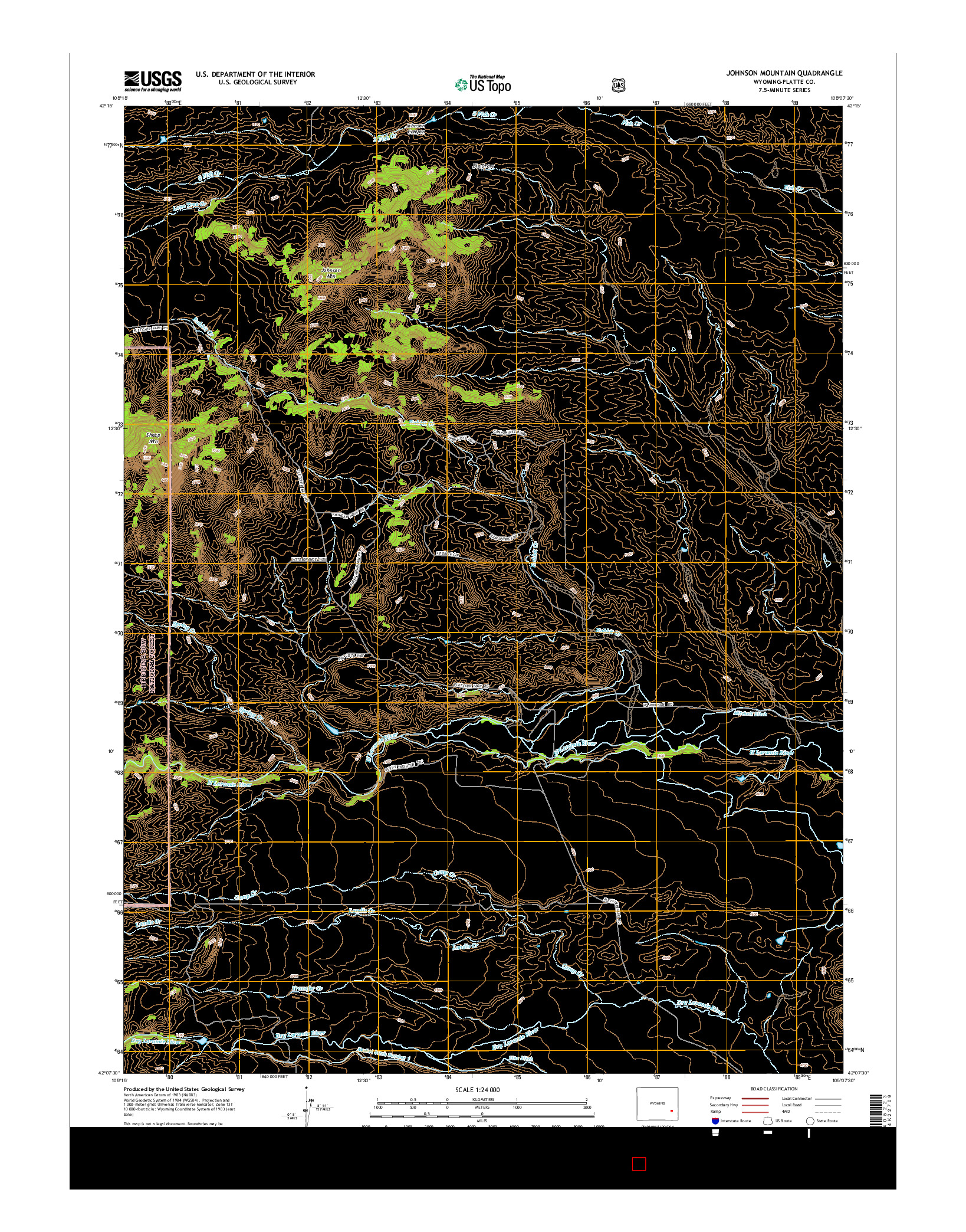 USGS US TOPO 7.5-MINUTE MAP FOR JOHNSON MOUNTAIN, WY 2015