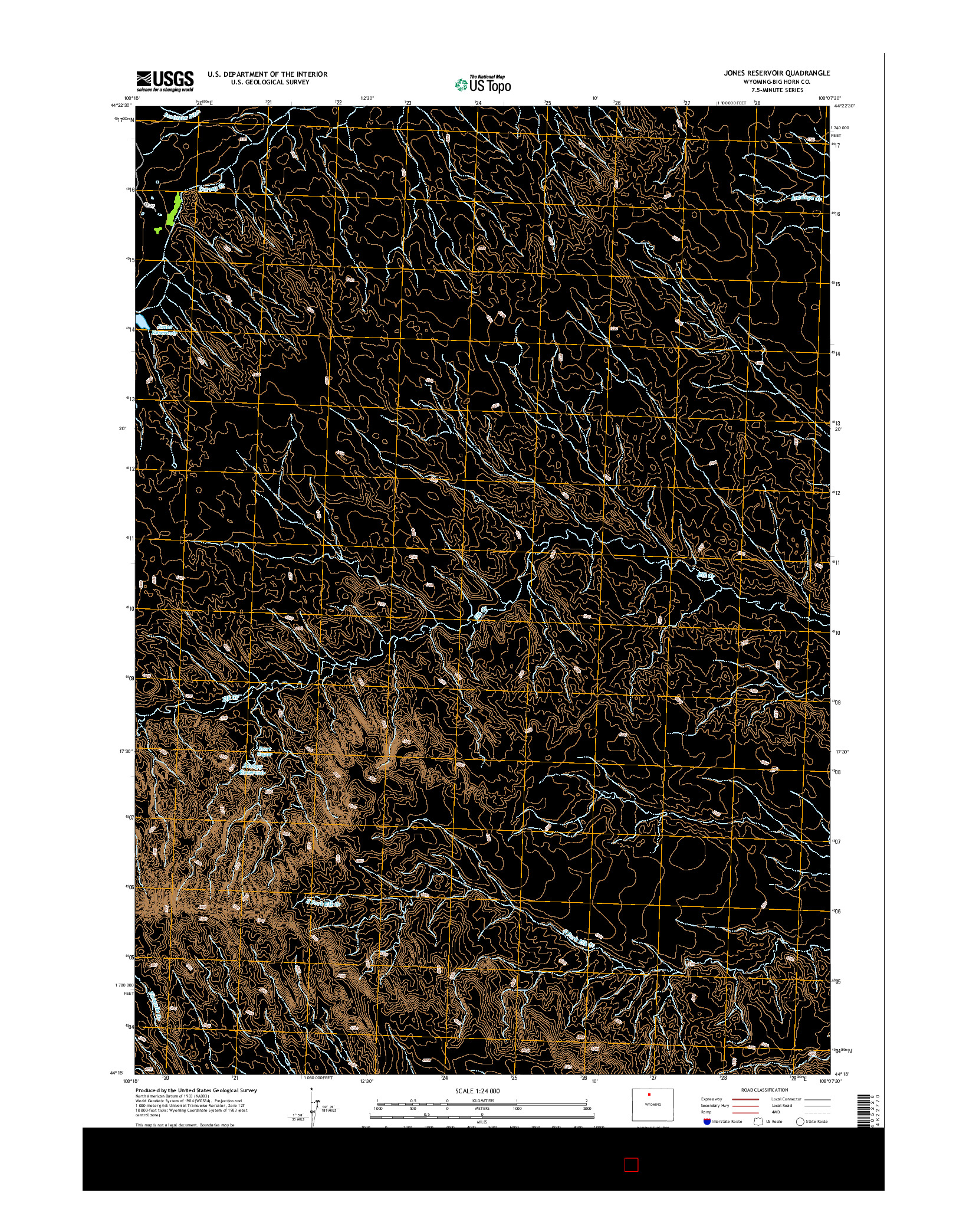 USGS US TOPO 7.5-MINUTE MAP FOR JONES RESERVOIR, WY 2015