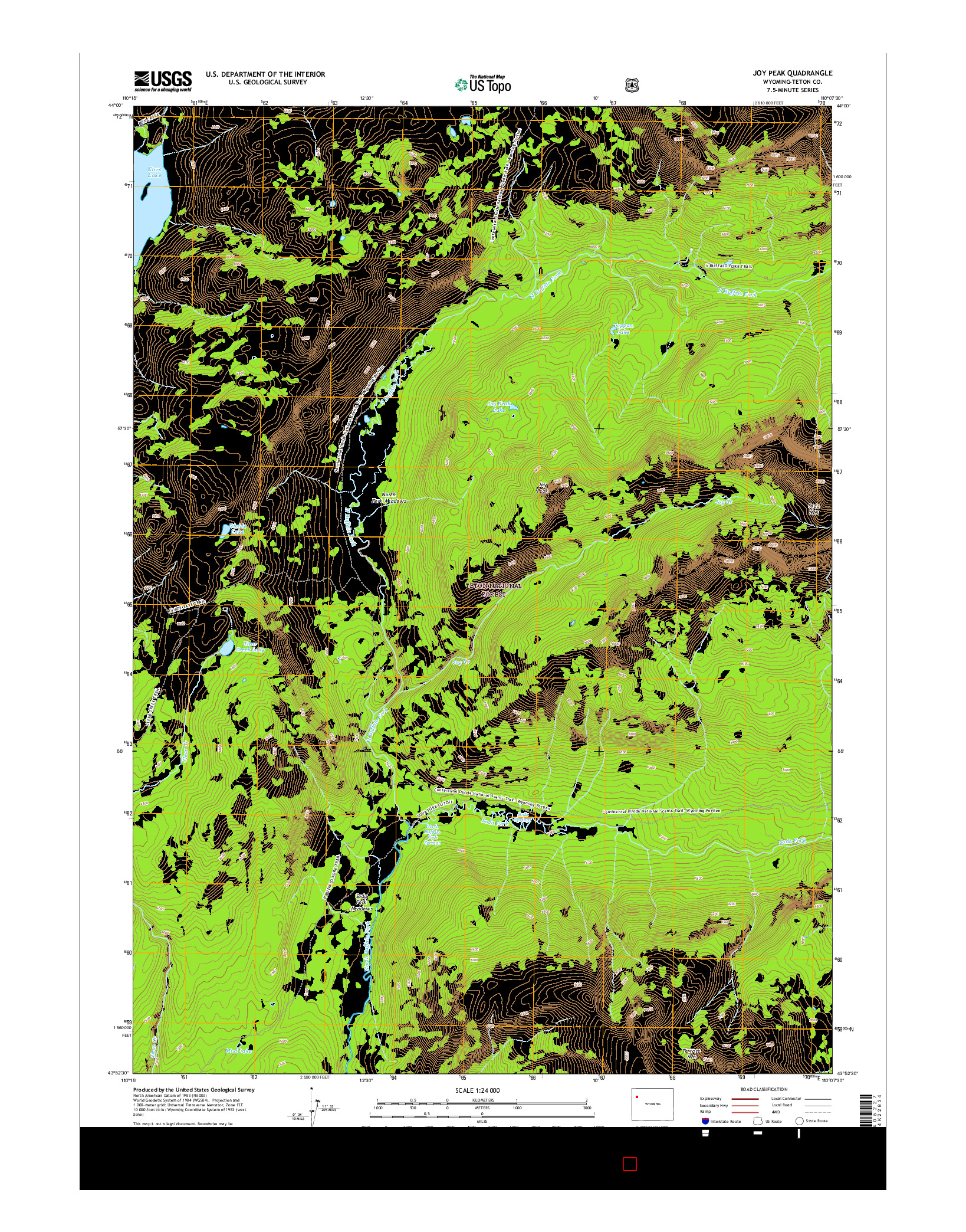 USGS US TOPO 7.5-MINUTE MAP FOR JOY PEAK, WY 2015