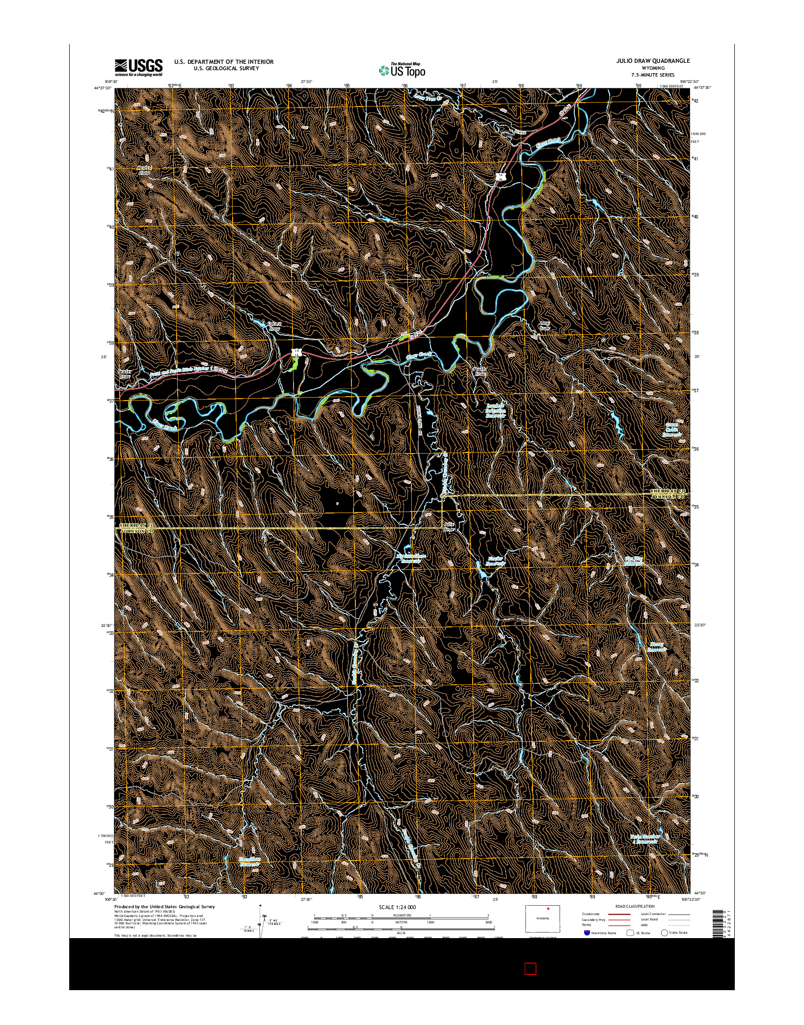 USGS US TOPO 7.5-MINUTE MAP FOR JULIO DRAW, WY 2015