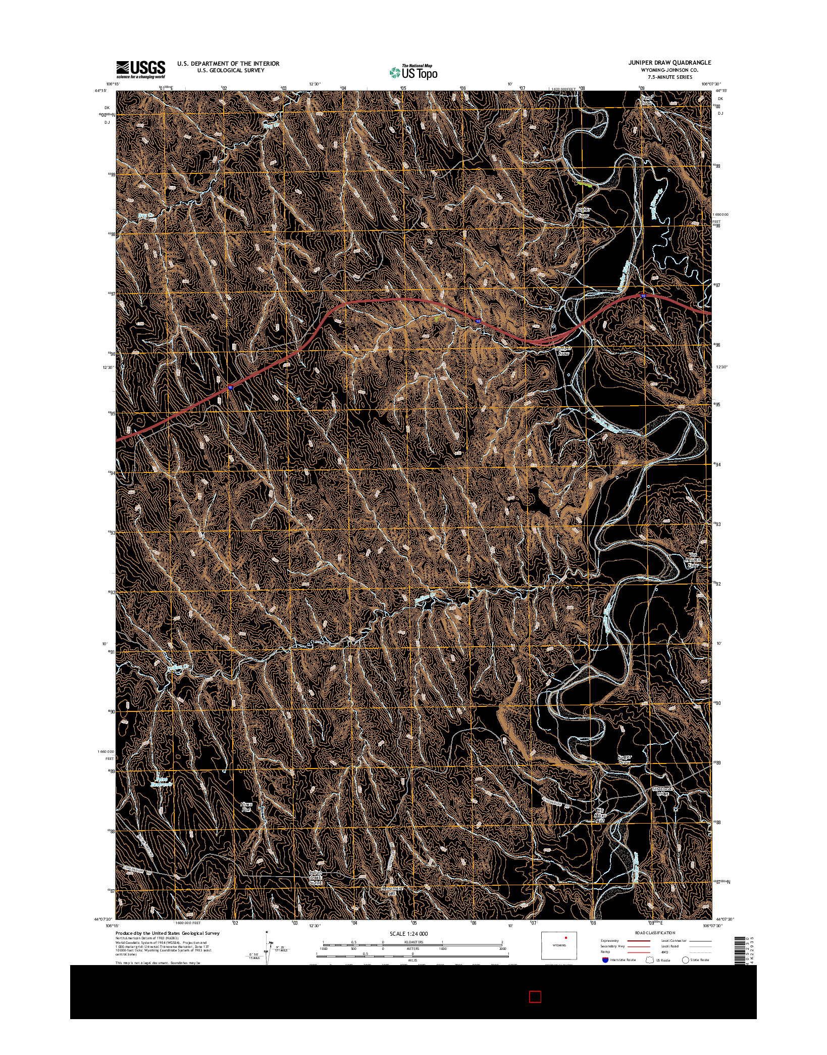 USGS US TOPO 7.5-MINUTE MAP FOR JUNIPER DRAW, WY 2015