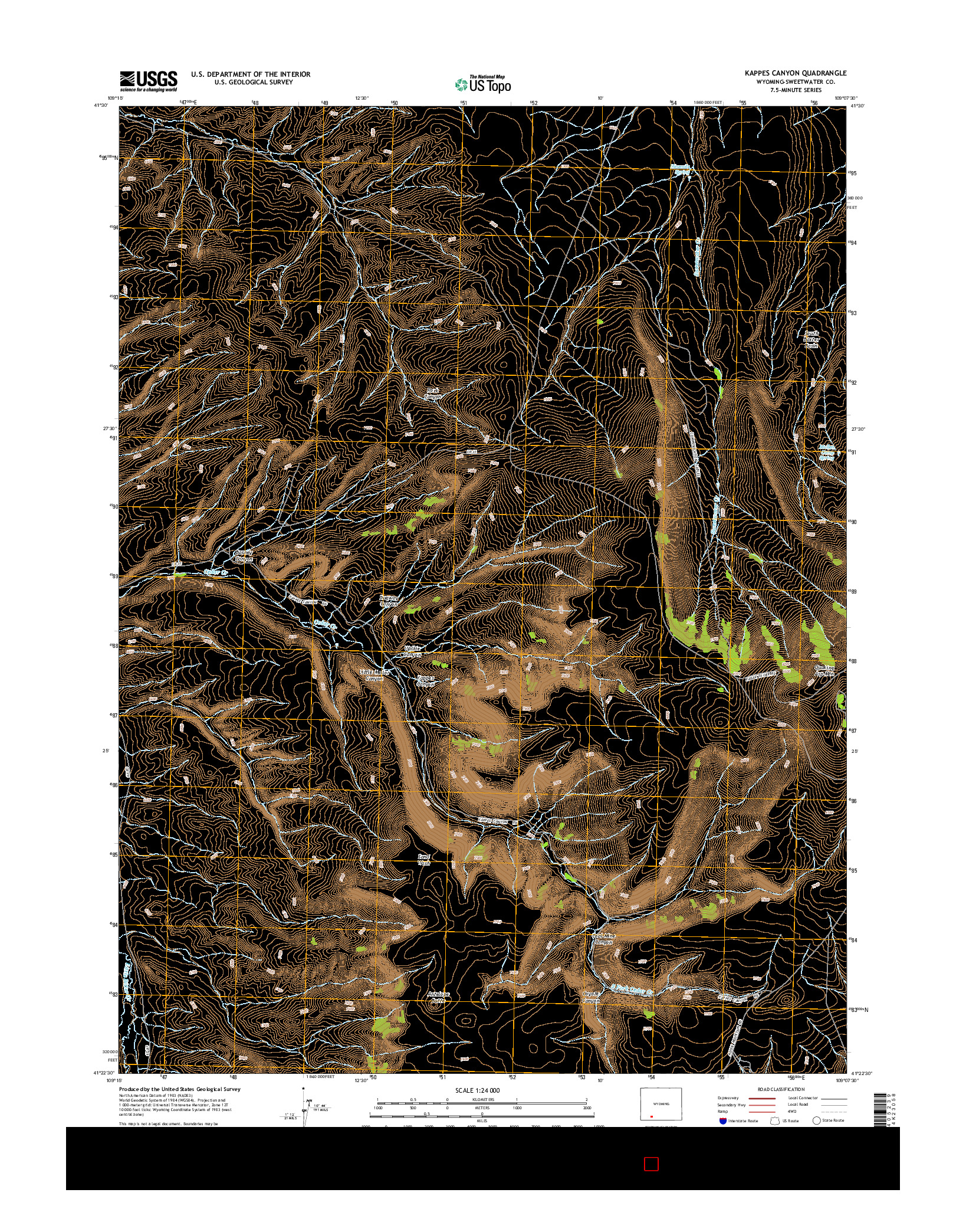 USGS US TOPO 7.5-MINUTE MAP FOR KAPPES CANYON, WY 2015