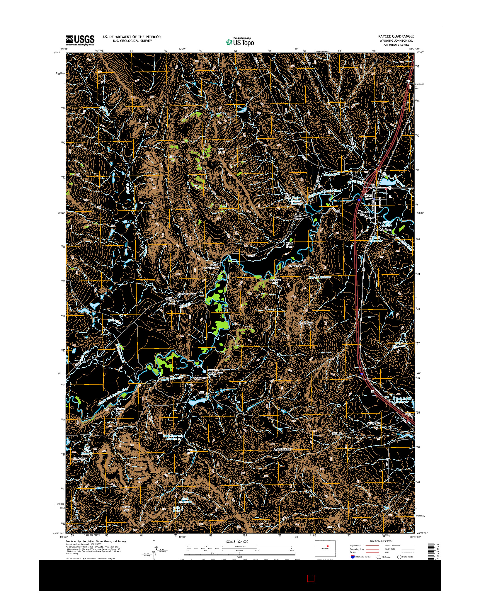 USGS US TOPO 7.5-MINUTE MAP FOR KAYCEE, WY 2015