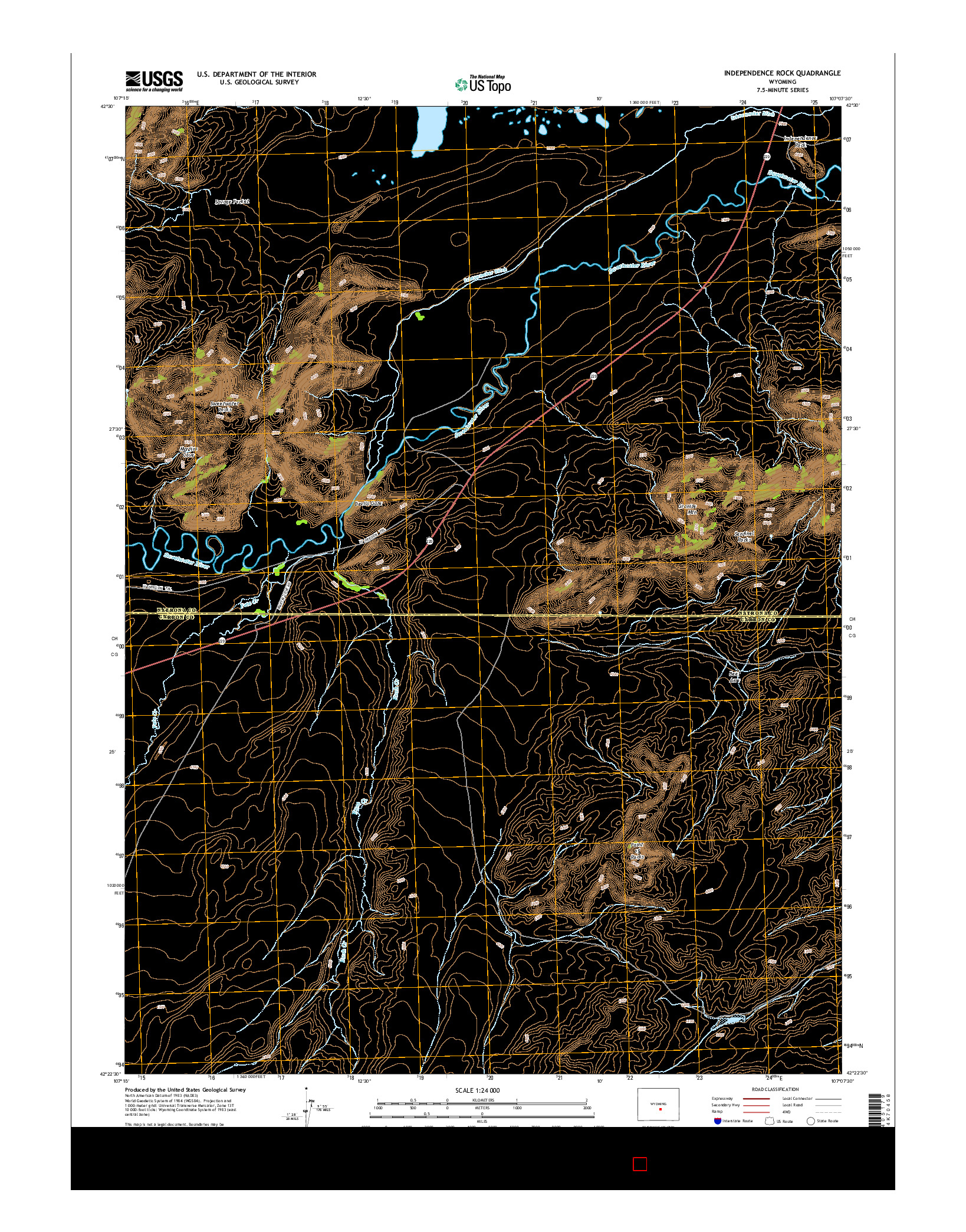 USGS US TOPO 7.5-MINUTE MAP FOR INDEPENDENCE ROCK, WY 2015