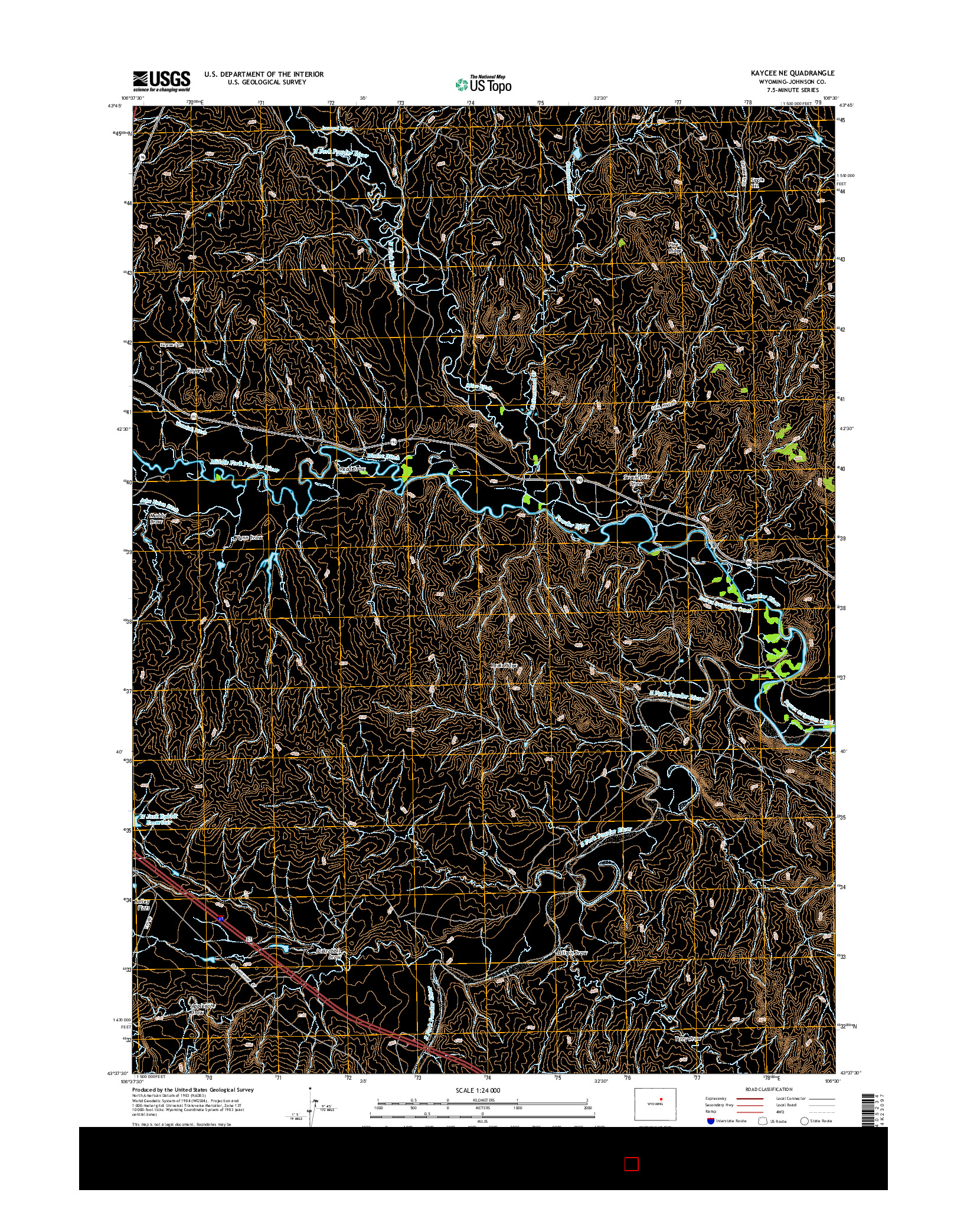 USGS US TOPO 7.5-MINUTE MAP FOR KAYCEE NE, WY 2015