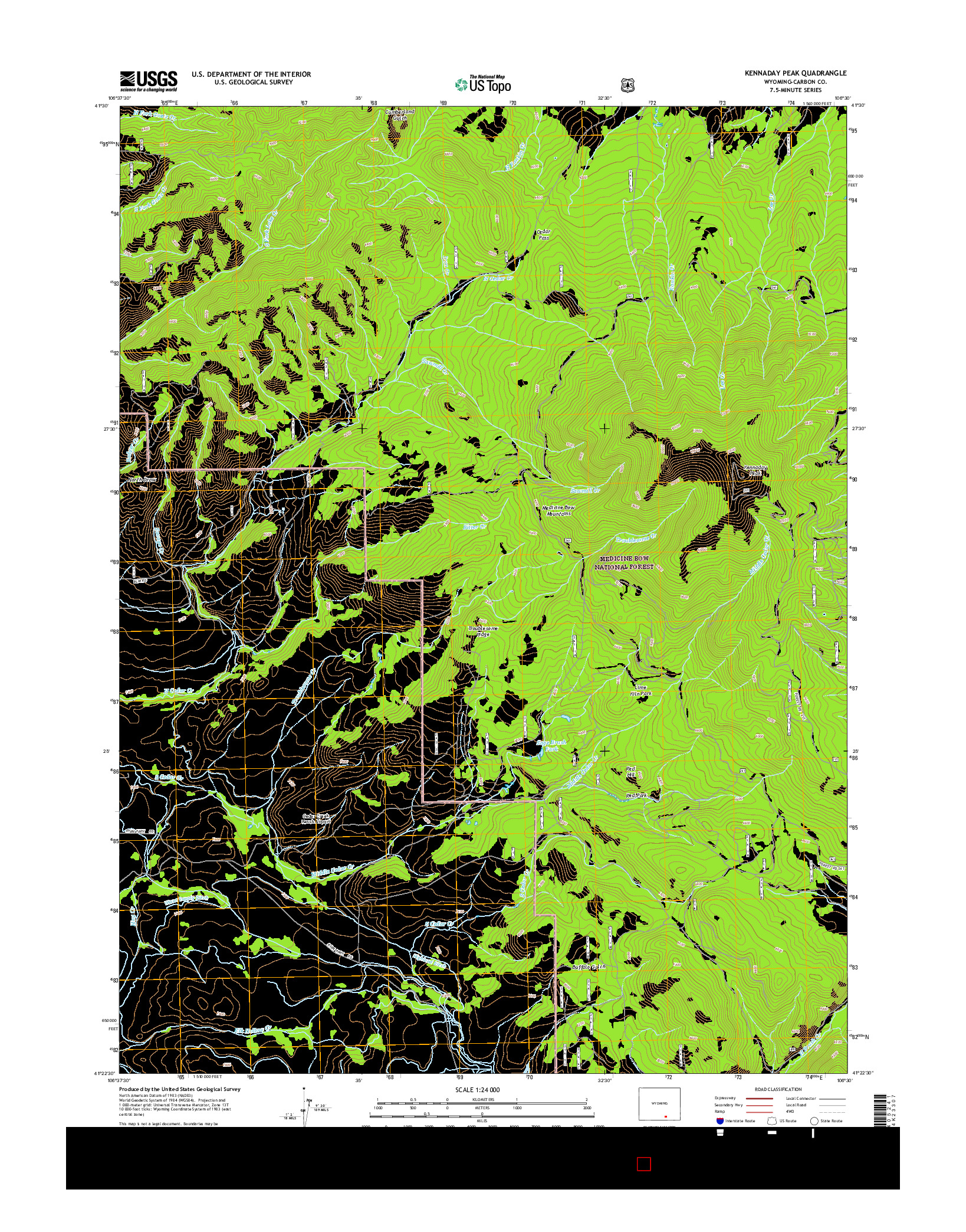 USGS US TOPO 7.5-MINUTE MAP FOR KENNADAY PEAK, WY 2015