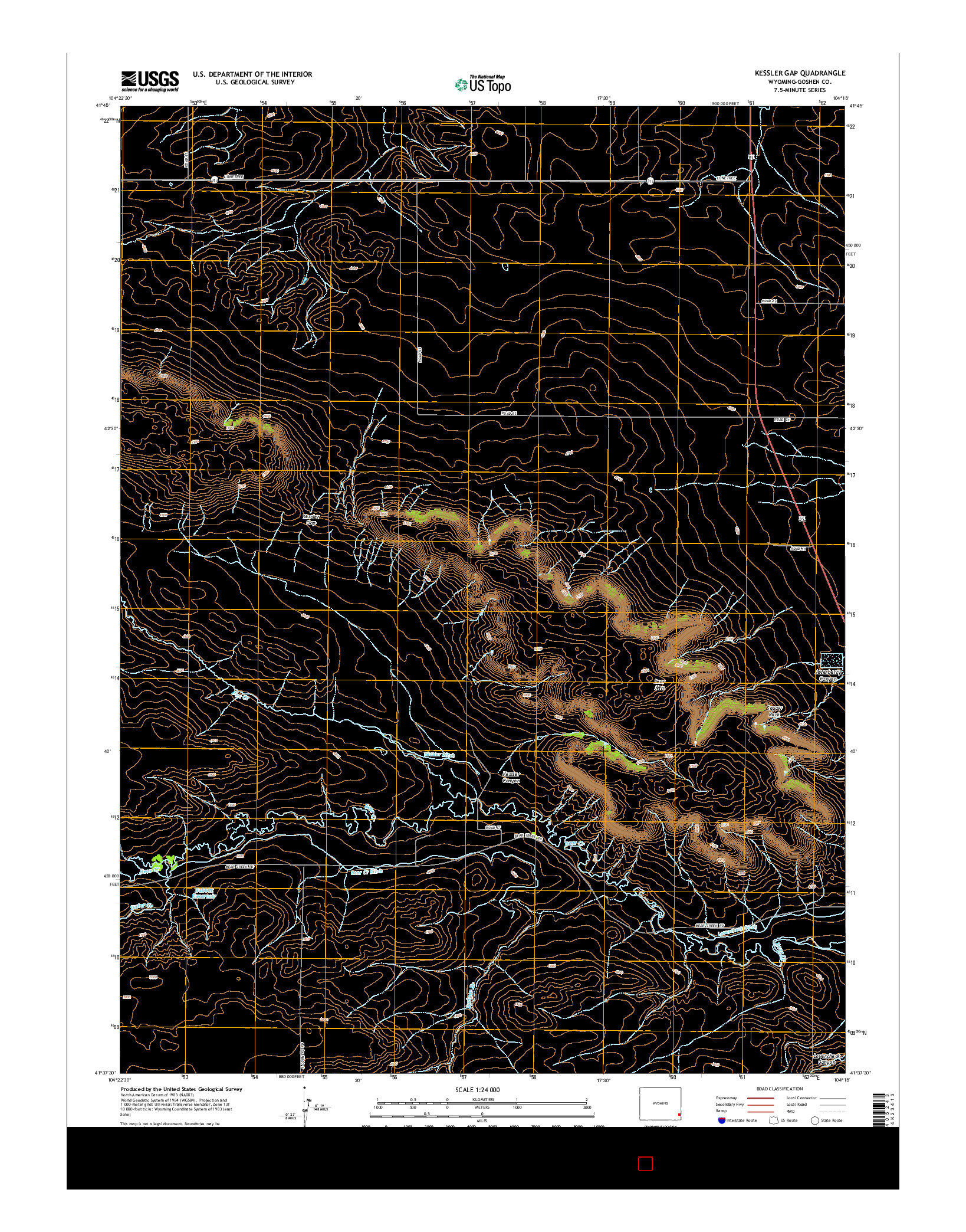USGS US TOPO 7.5-MINUTE MAP FOR KESSLER GAP, WY 2015