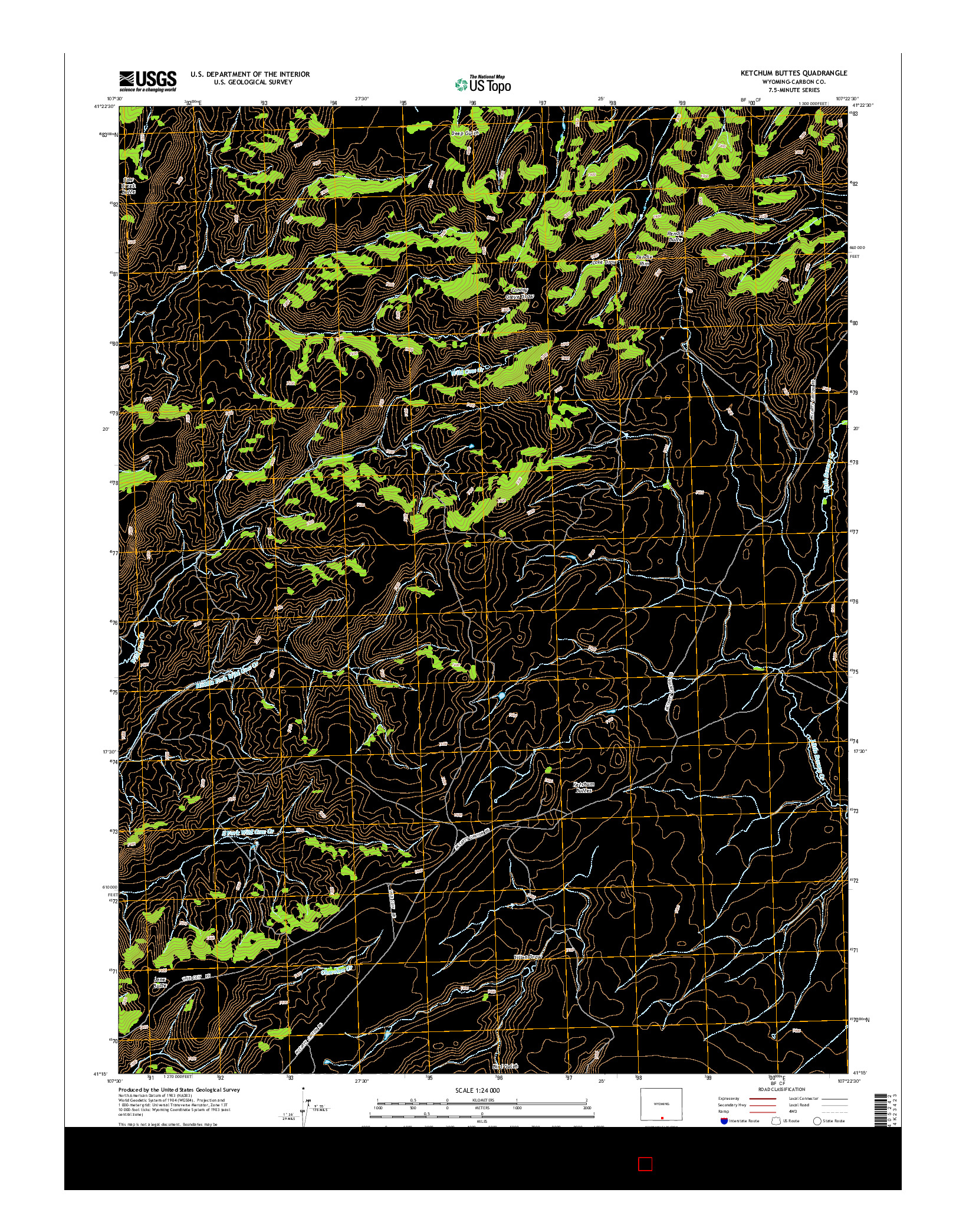 USGS US TOPO 7.5-MINUTE MAP FOR KETCHUM BUTTES, WY 2015