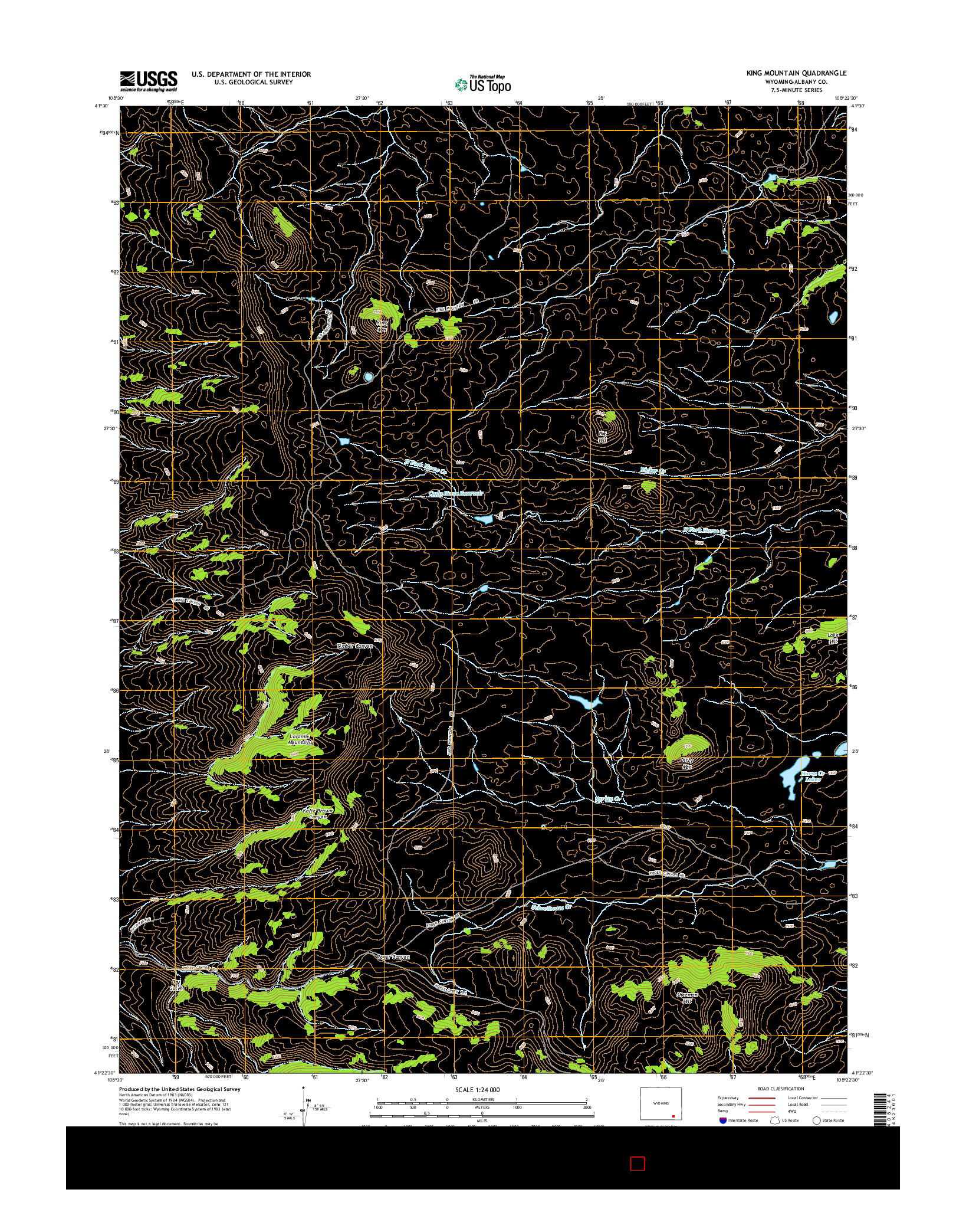 USGS US TOPO 7.5-MINUTE MAP FOR KING MOUNTAIN, WY 2015