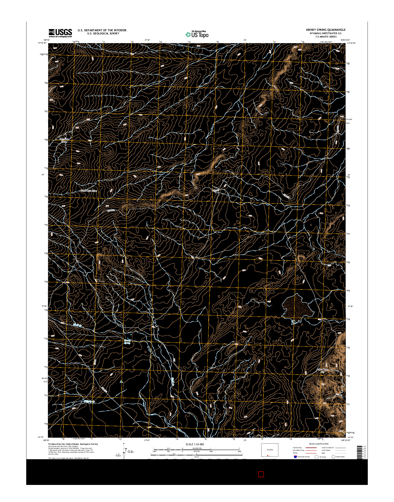 USGS US TOPO 7.5-MINUTE MAP FOR KINNEY SPRING, WY 2015