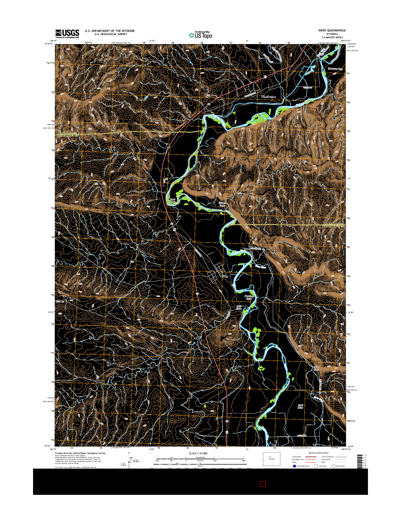 USGS US TOPO 7.5-MINUTE MAP FOR KIRBY, WY 2015