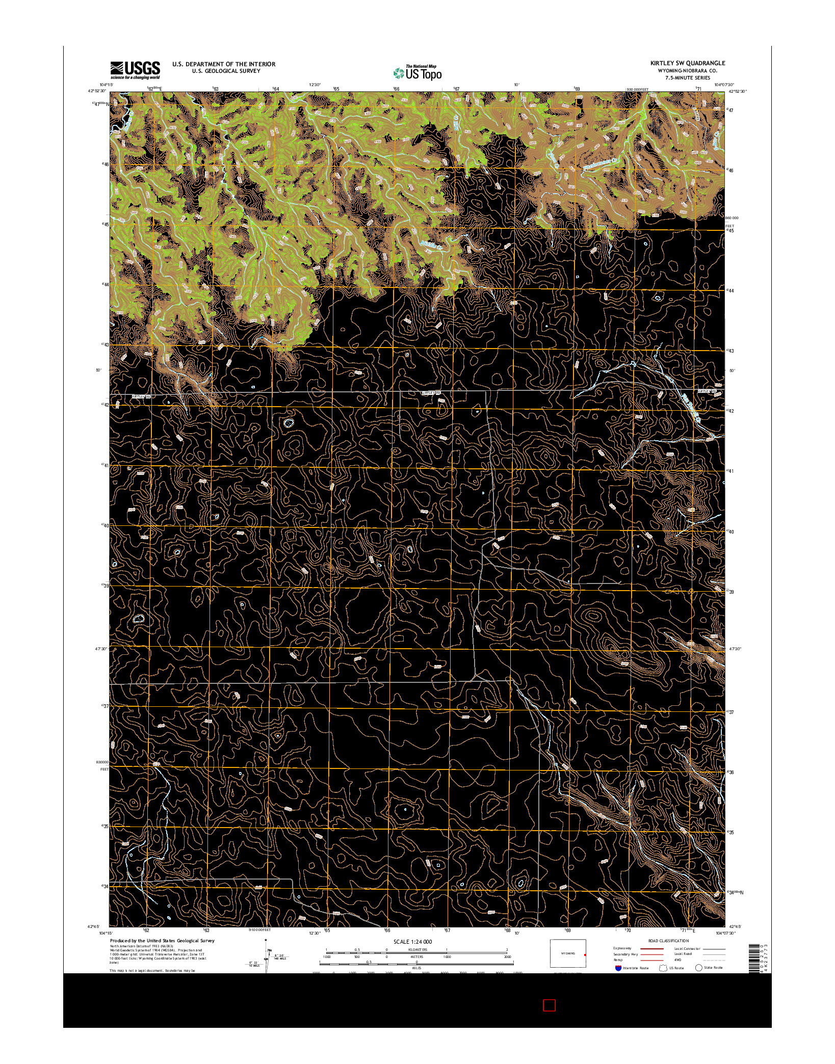 USGS US TOPO 7.5-MINUTE MAP FOR KIRTLEY SW, WY 2015