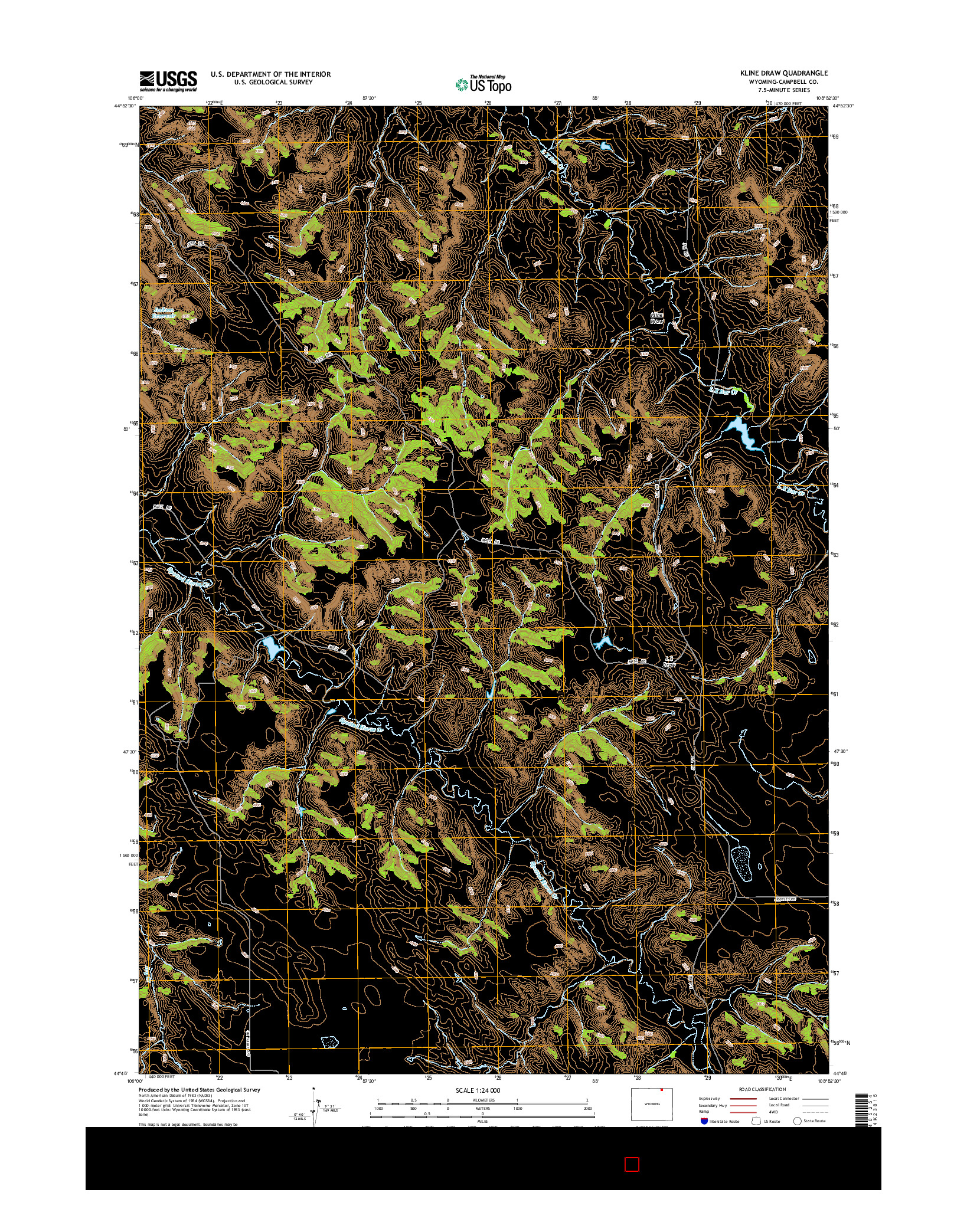 USGS US TOPO 7.5-MINUTE MAP FOR KLINE DRAW, WY 2015