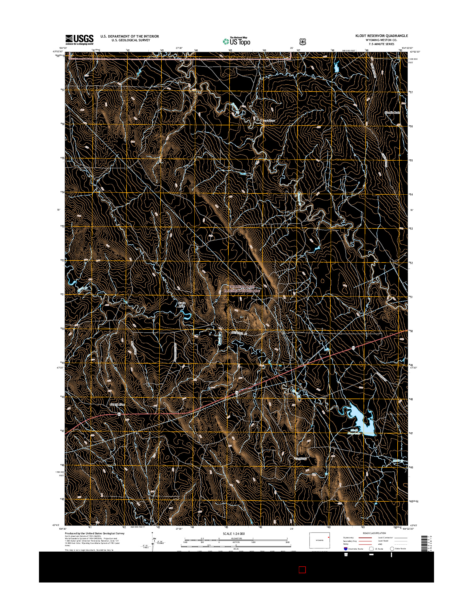USGS US TOPO 7.5-MINUTE MAP FOR KLODT RESERVOIR, WY 2015