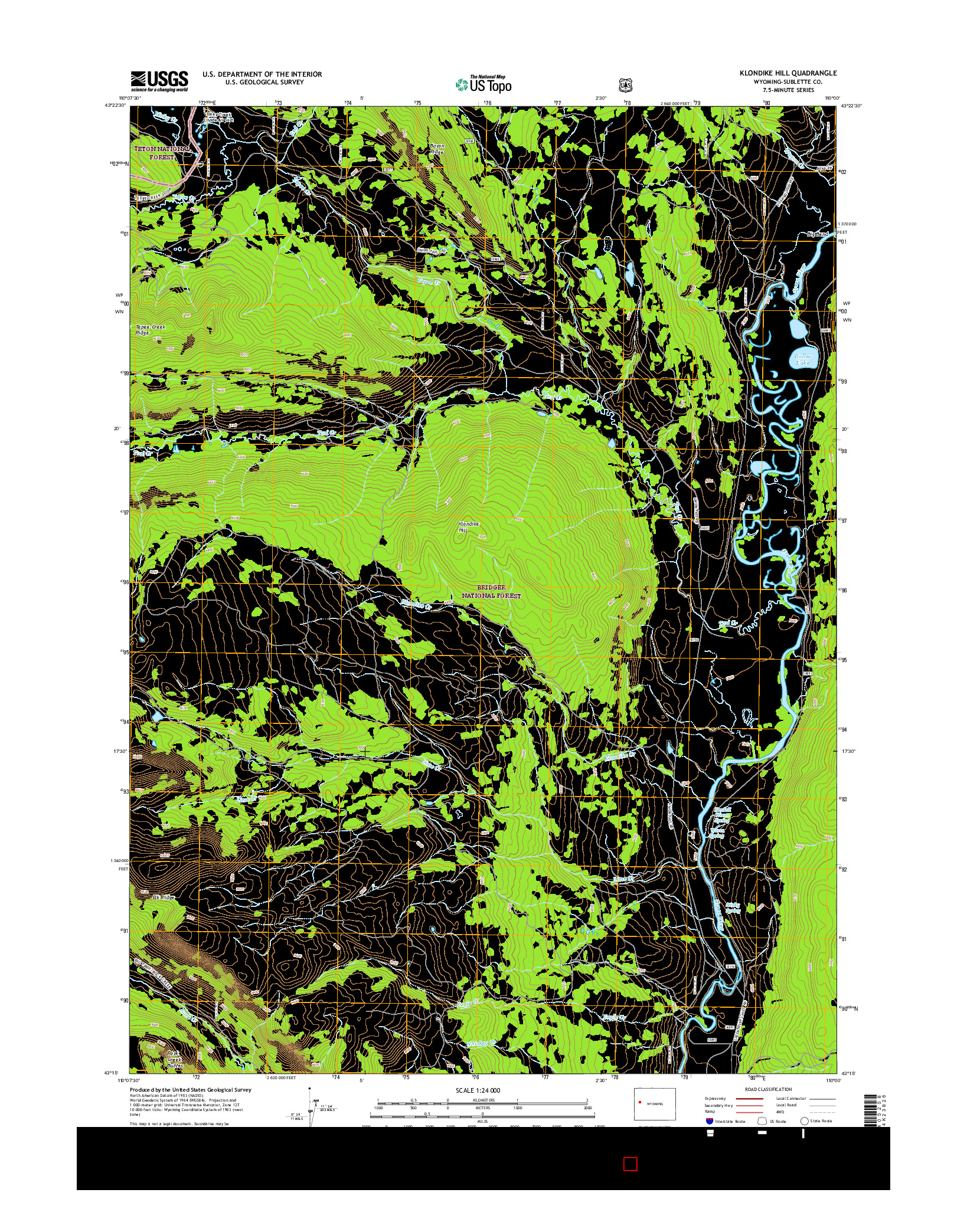 USGS US TOPO 7.5-MINUTE MAP FOR KLONDIKE HILL, WY 2015