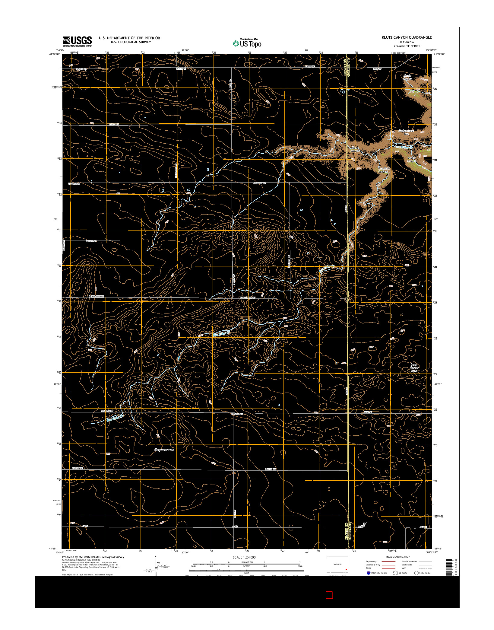 USGS US TOPO 7.5-MINUTE MAP FOR KLUTZ CANYON, WY 2015