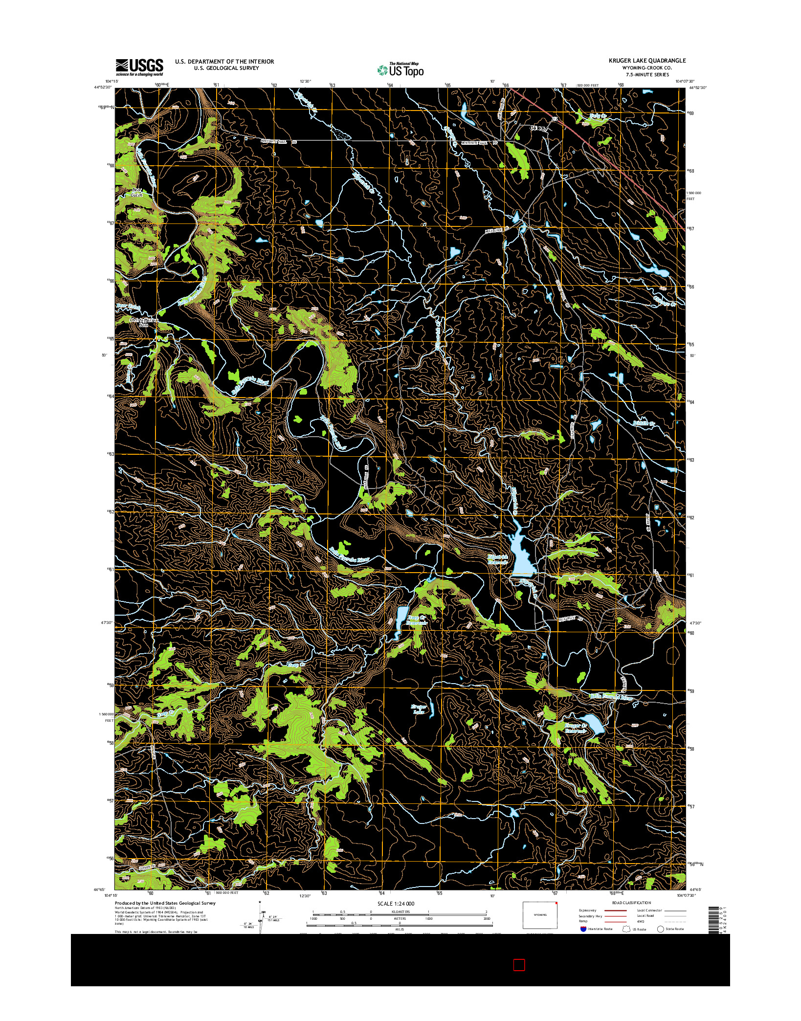 USGS US TOPO 7.5-MINUTE MAP FOR KRUGER LAKE, WY 2015