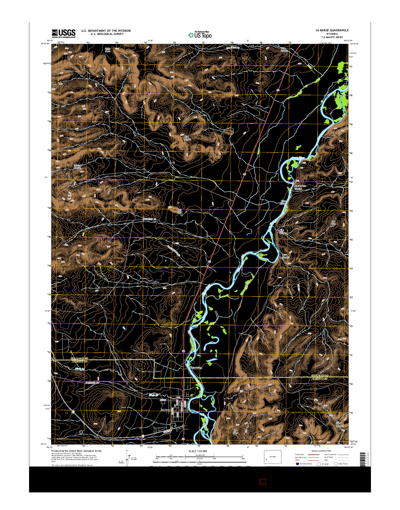 USGS US TOPO 7.5-MINUTE MAP FOR LA BARGE, WY 2015