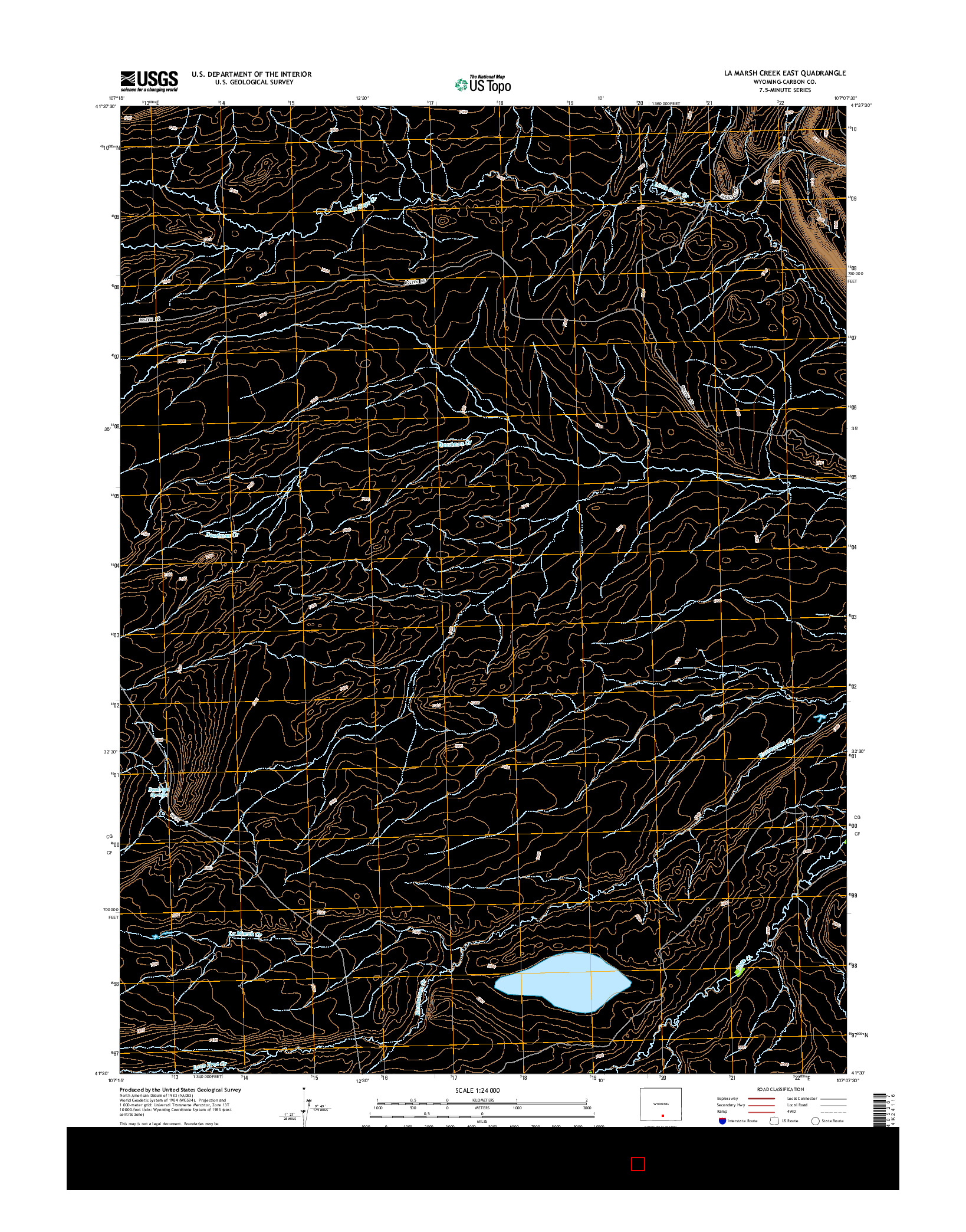 USGS US TOPO 7.5-MINUTE MAP FOR LA MARSH CREEK EAST, WY 2015