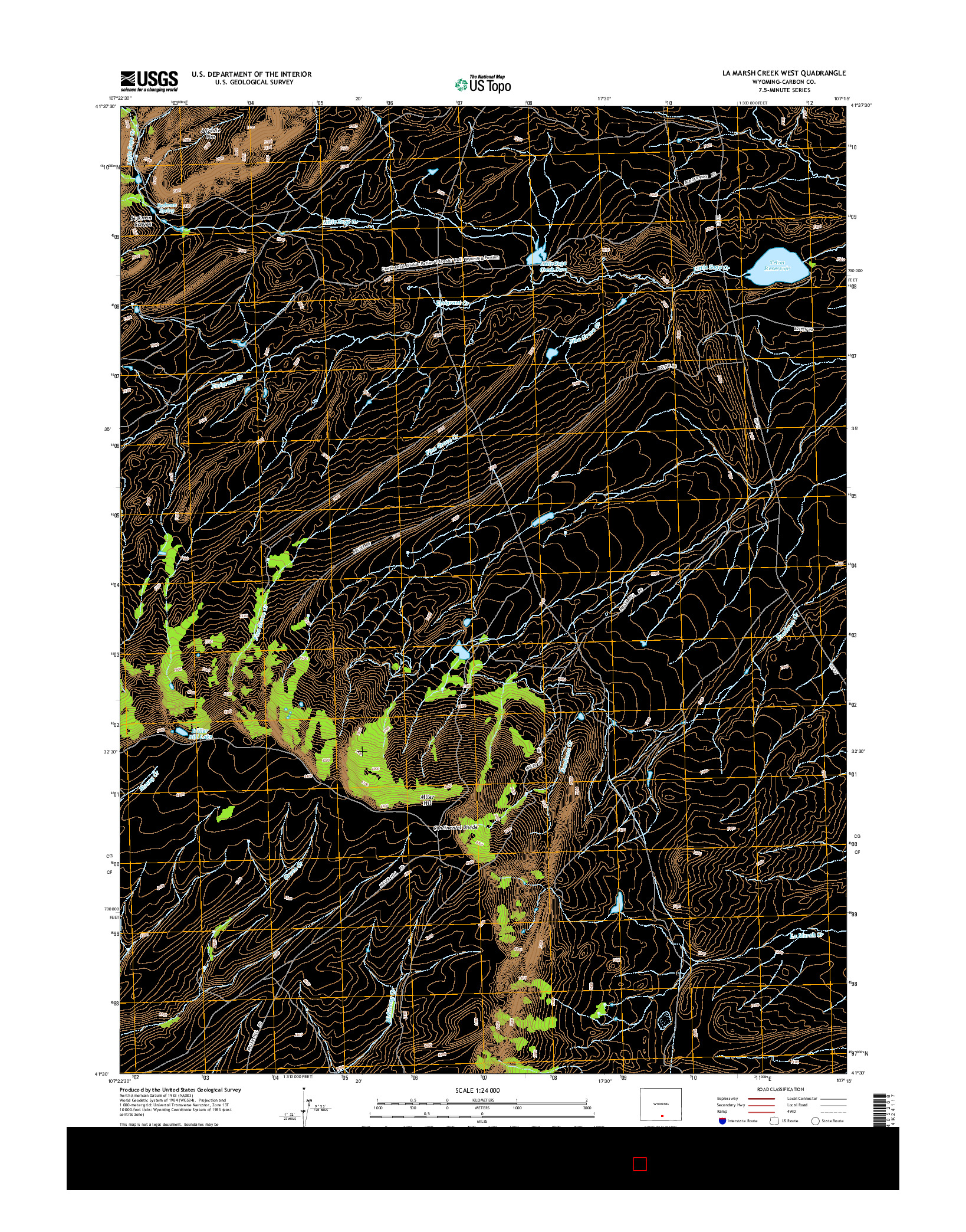 USGS US TOPO 7.5-MINUTE MAP FOR LA MARSH CREEK WEST, WY 2015