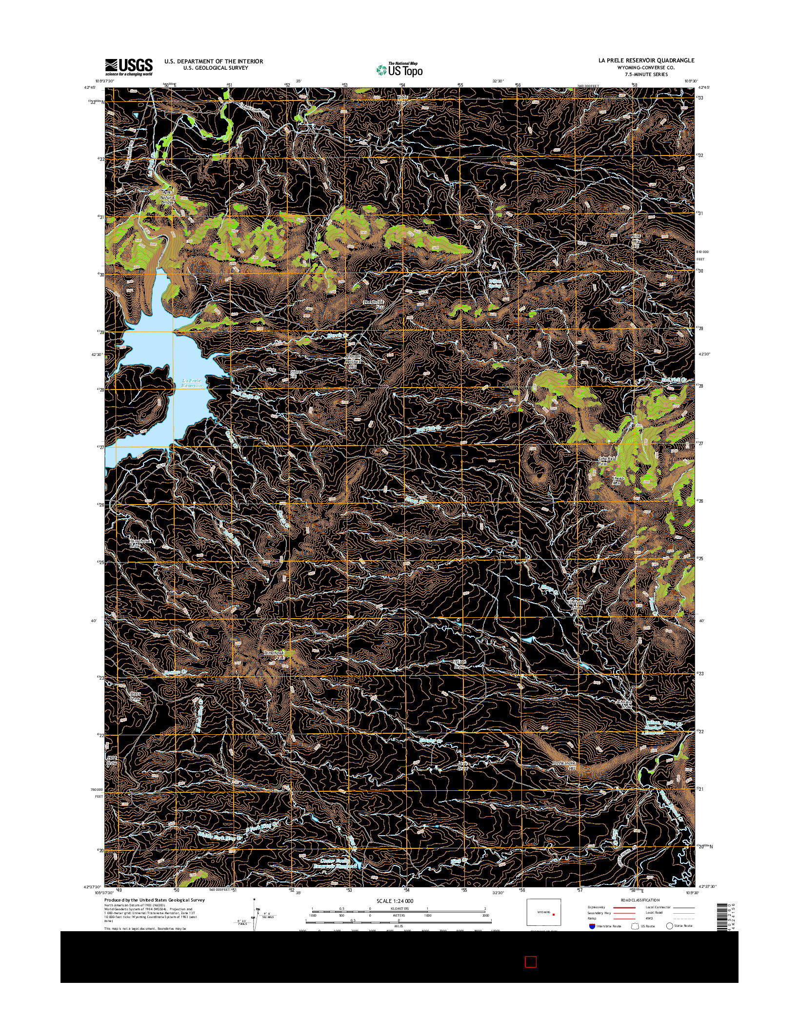 USGS US TOPO 7.5-MINUTE MAP FOR LA PRELE RESERVOIR, WY 2015