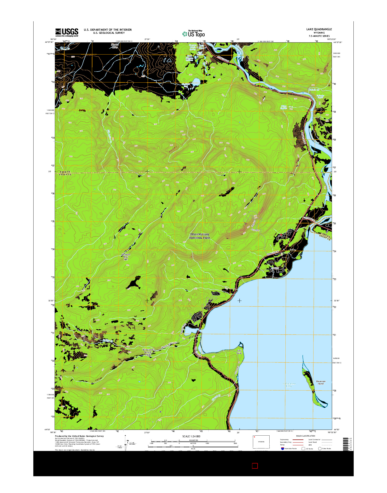 USGS US TOPO 7.5-MINUTE MAP FOR LAKE, WY 2015