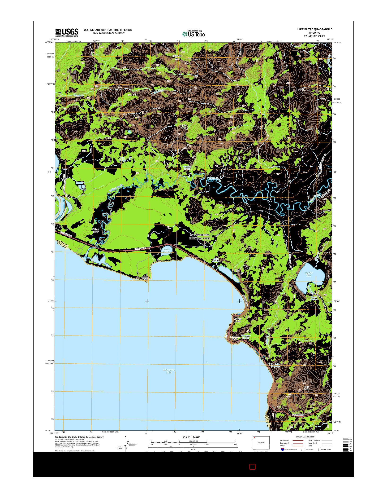 USGS US TOPO 7.5-MINUTE MAP FOR LAKE BUTTE, WY 2015