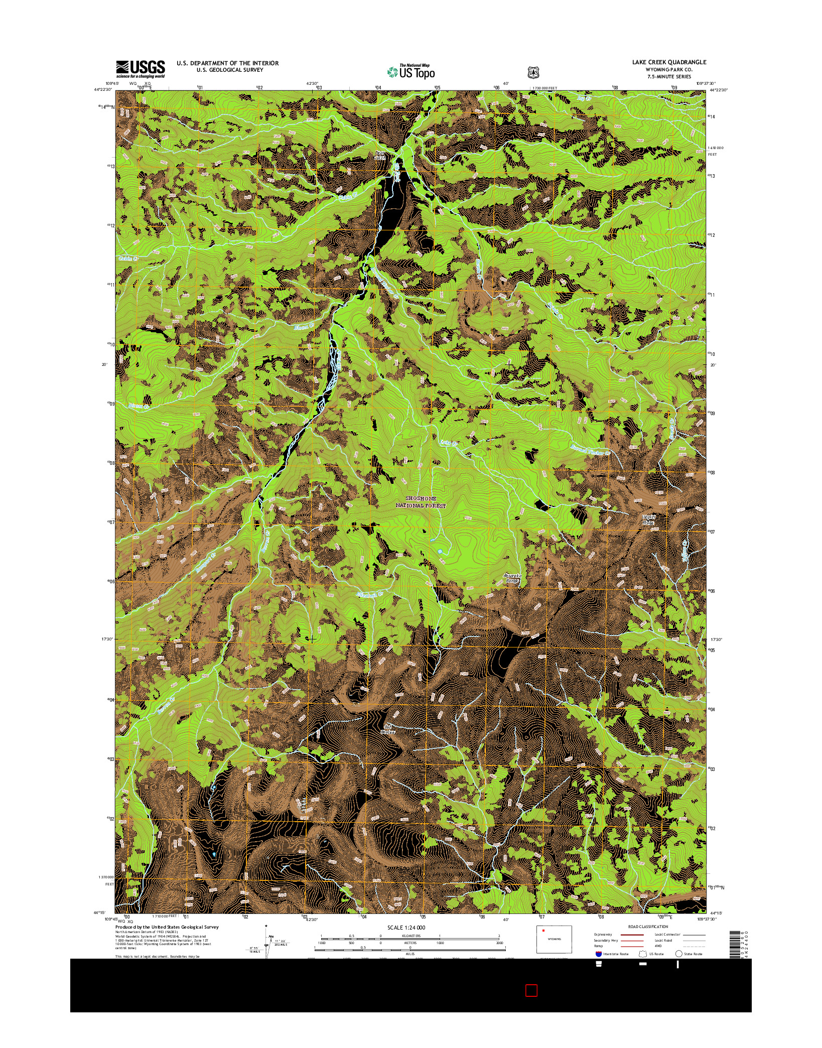 USGS US TOPO 7.5-MINUTE MAP FOR LAKE CREEK, WY 2015